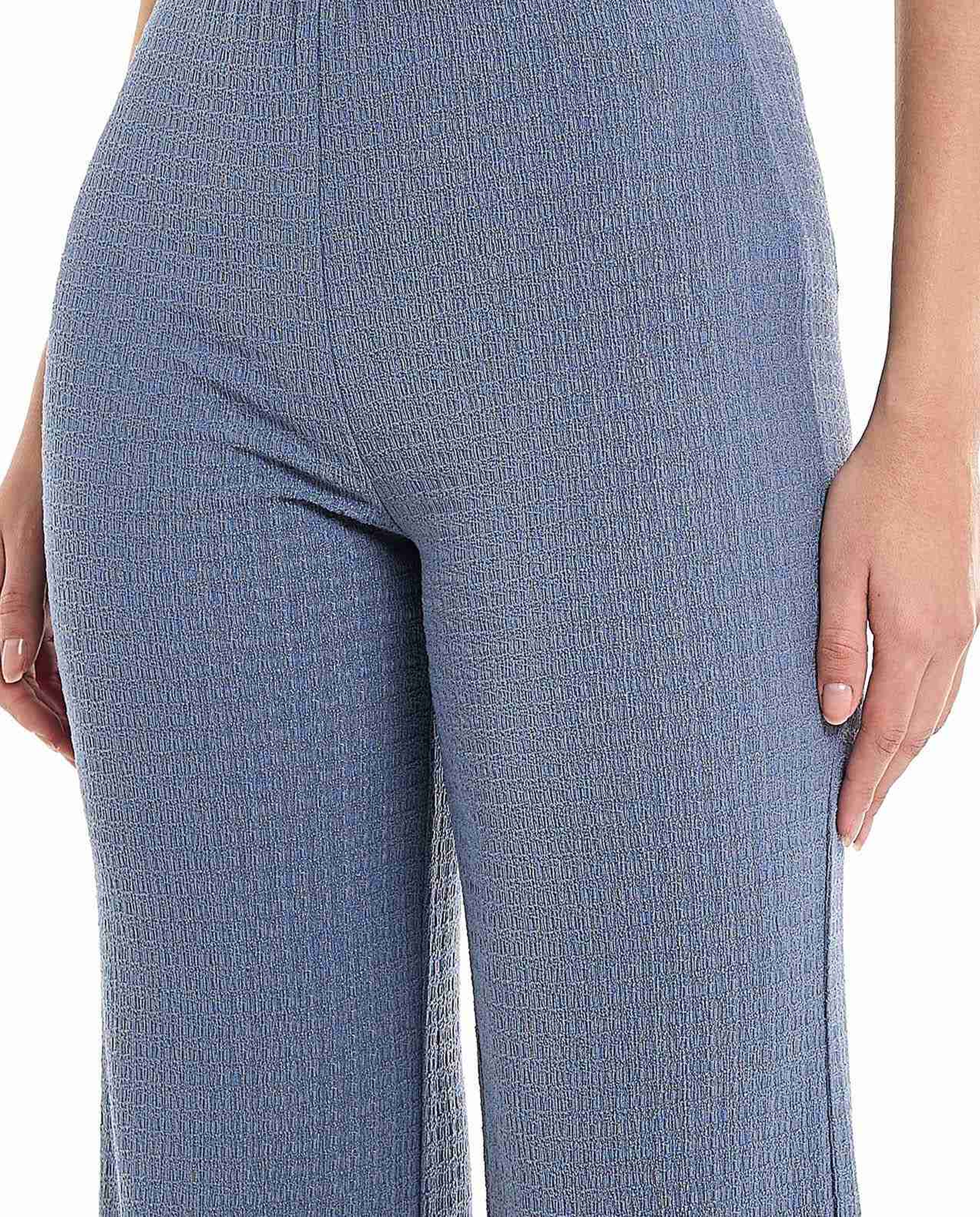 Textured Pants With Elastic Waist