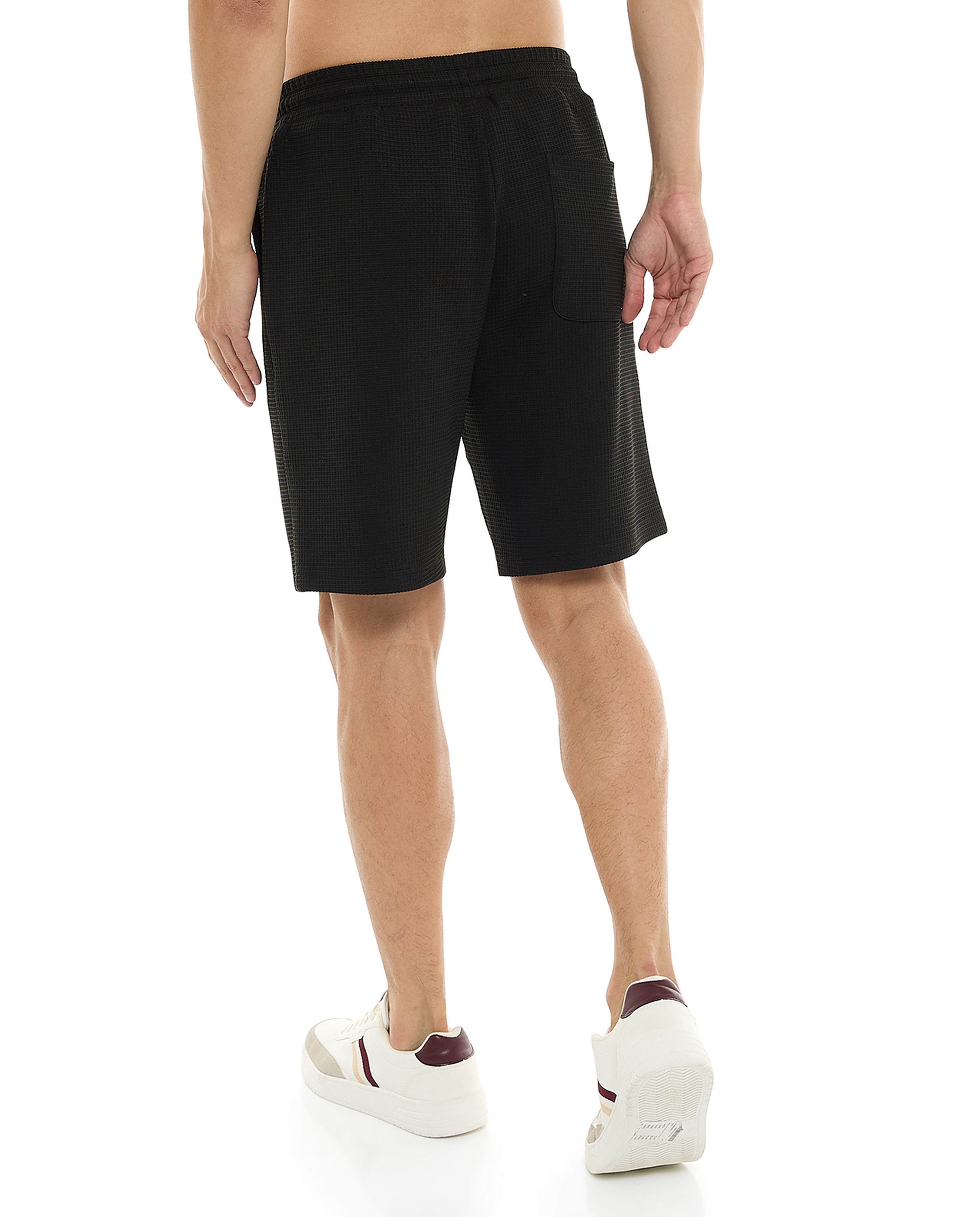 Waffle Textured Shorts with Drawstring Waist