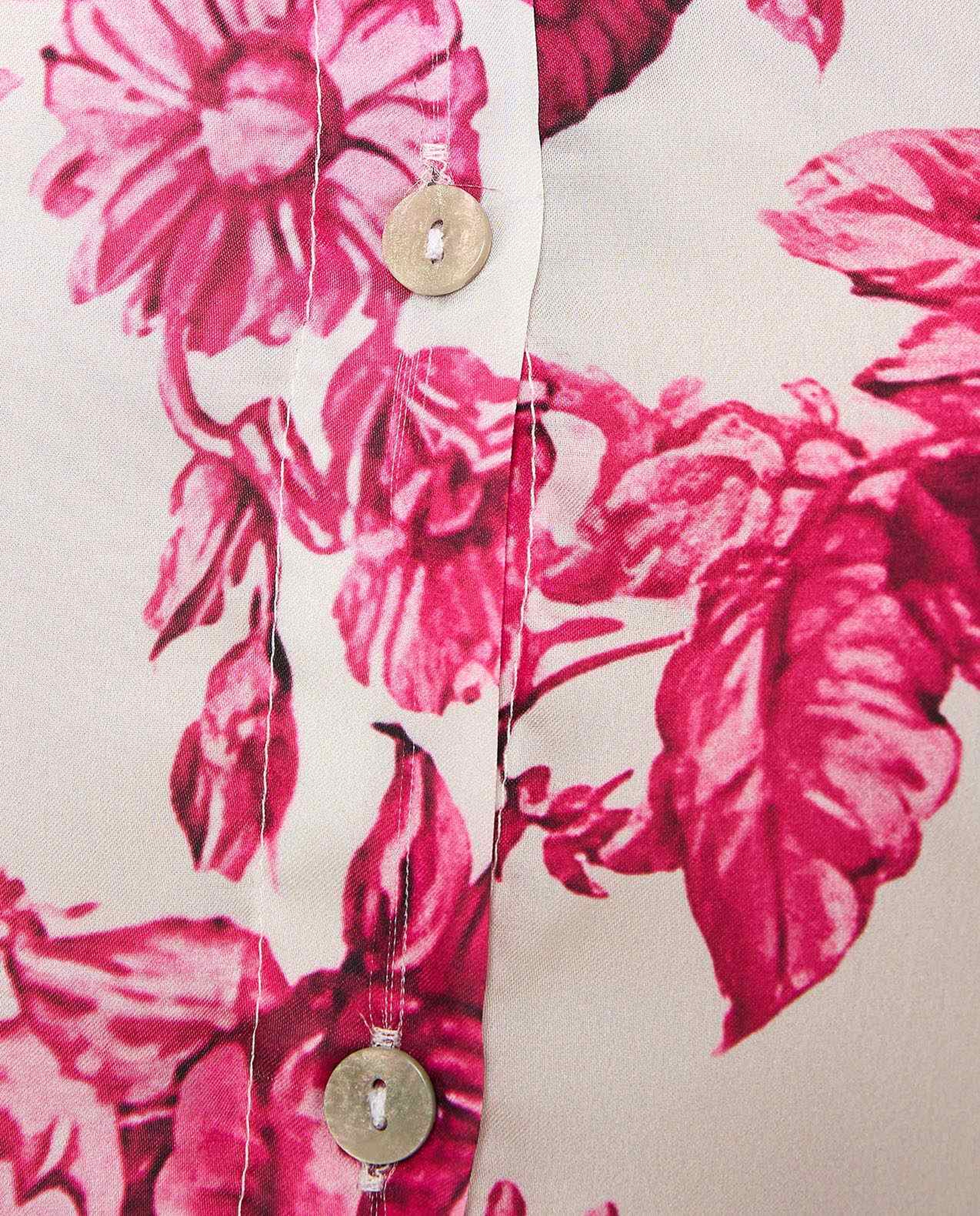 Floral Print Shirt with Spread Collar and Long Sleeves