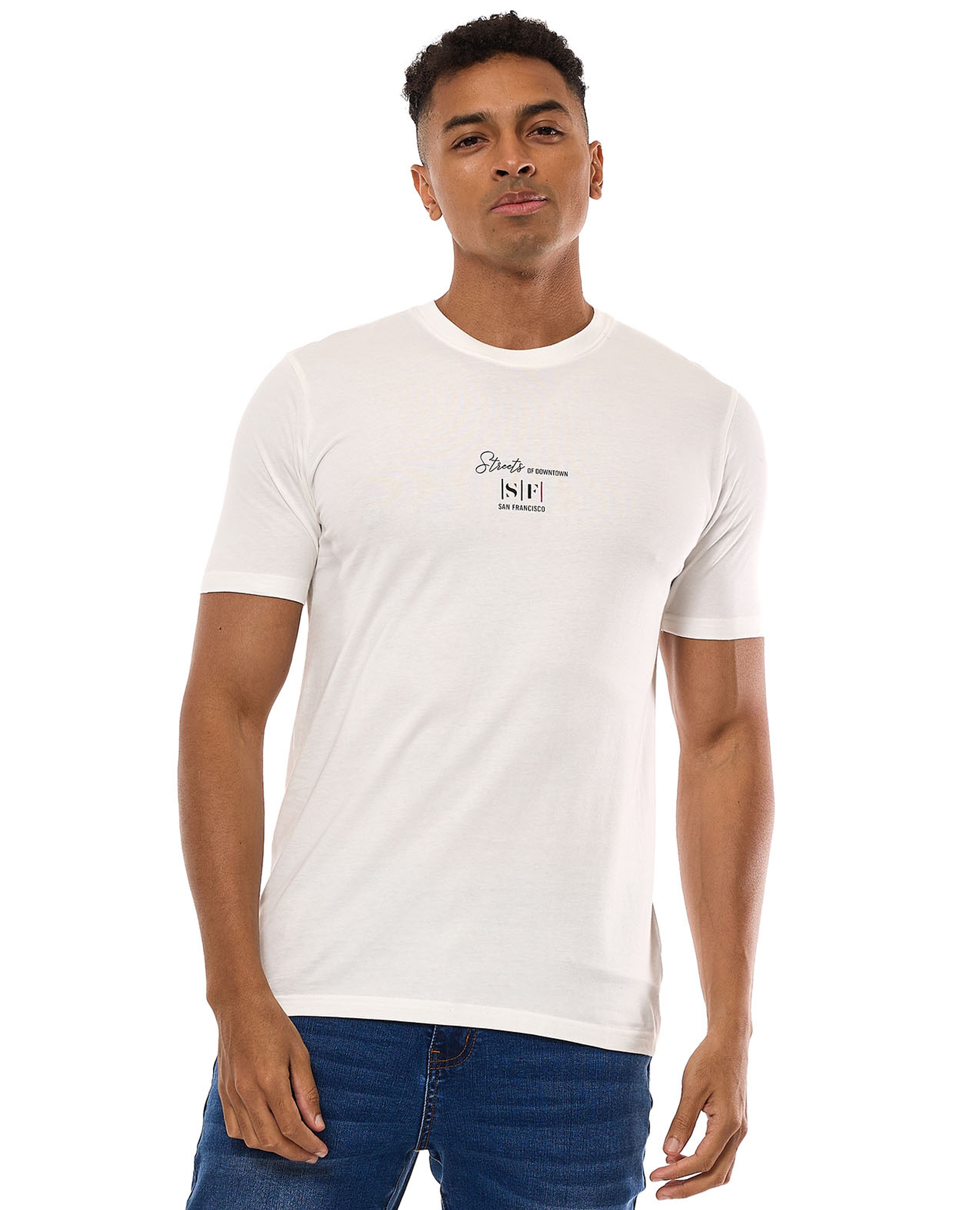 Printed T-Shirt with Crew Neck and Short Sleeves