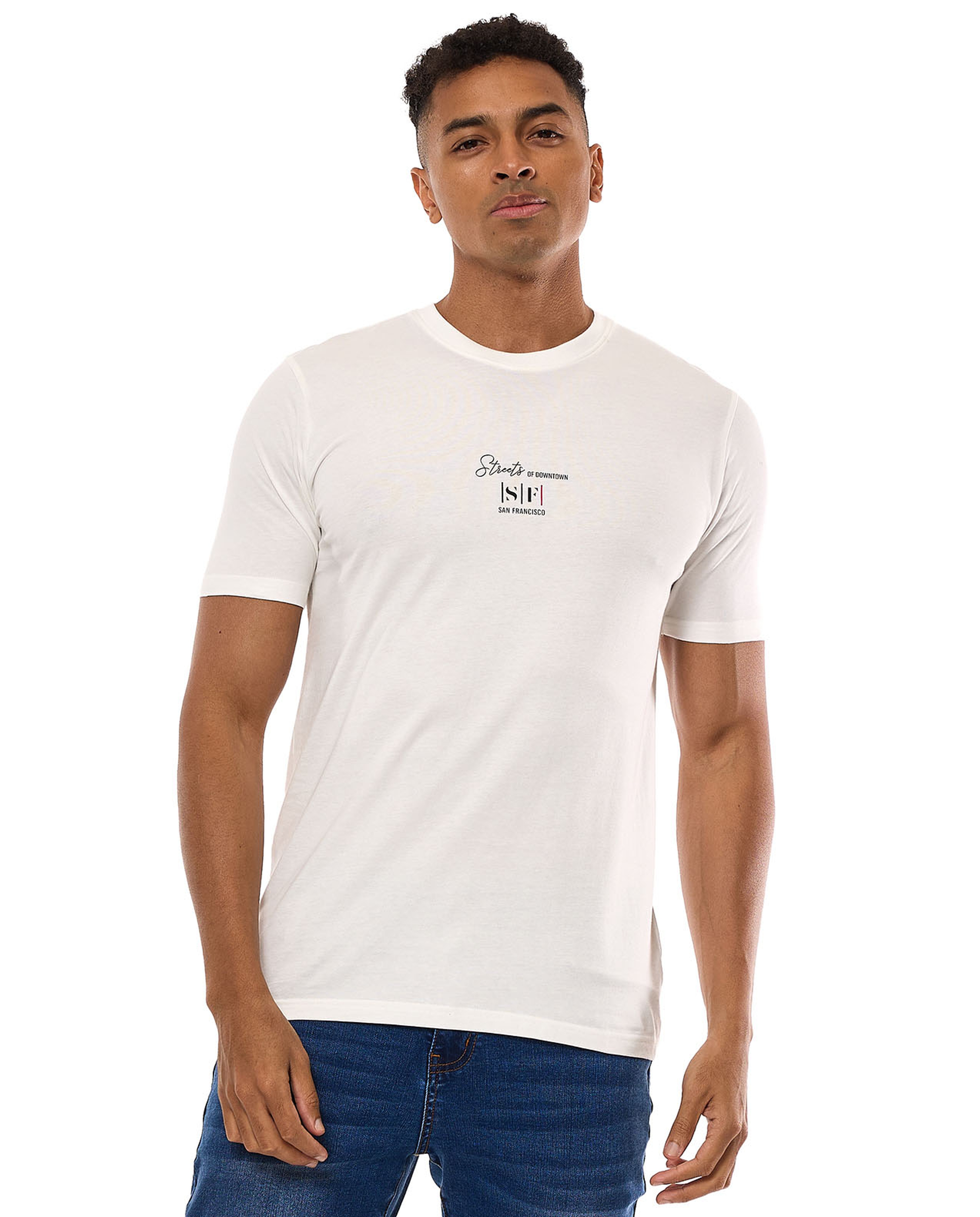 Printed T-Shirt with Crew Neck and Short Sleeves