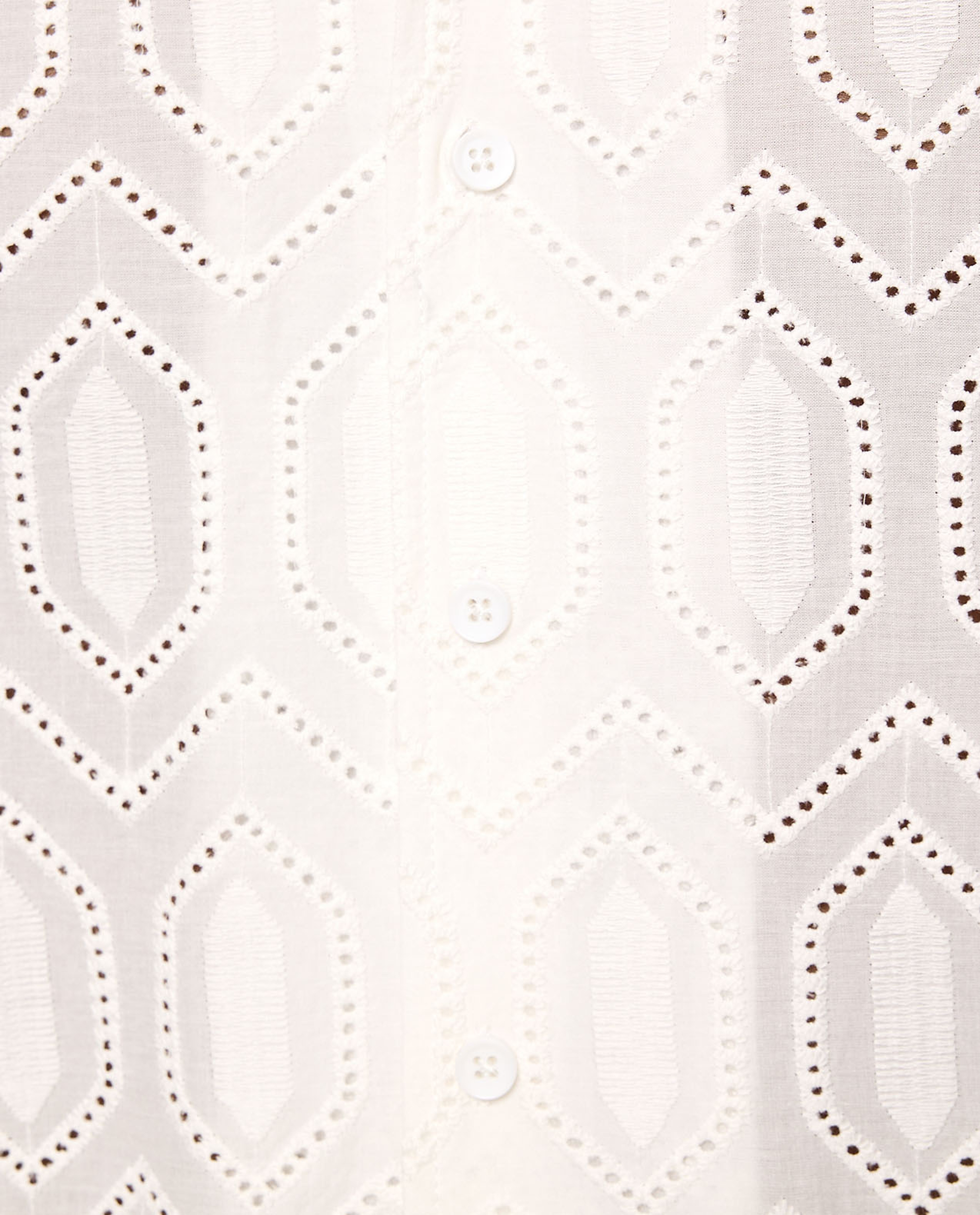 Openwork Shirt with Revere Collar and Short Sleeves