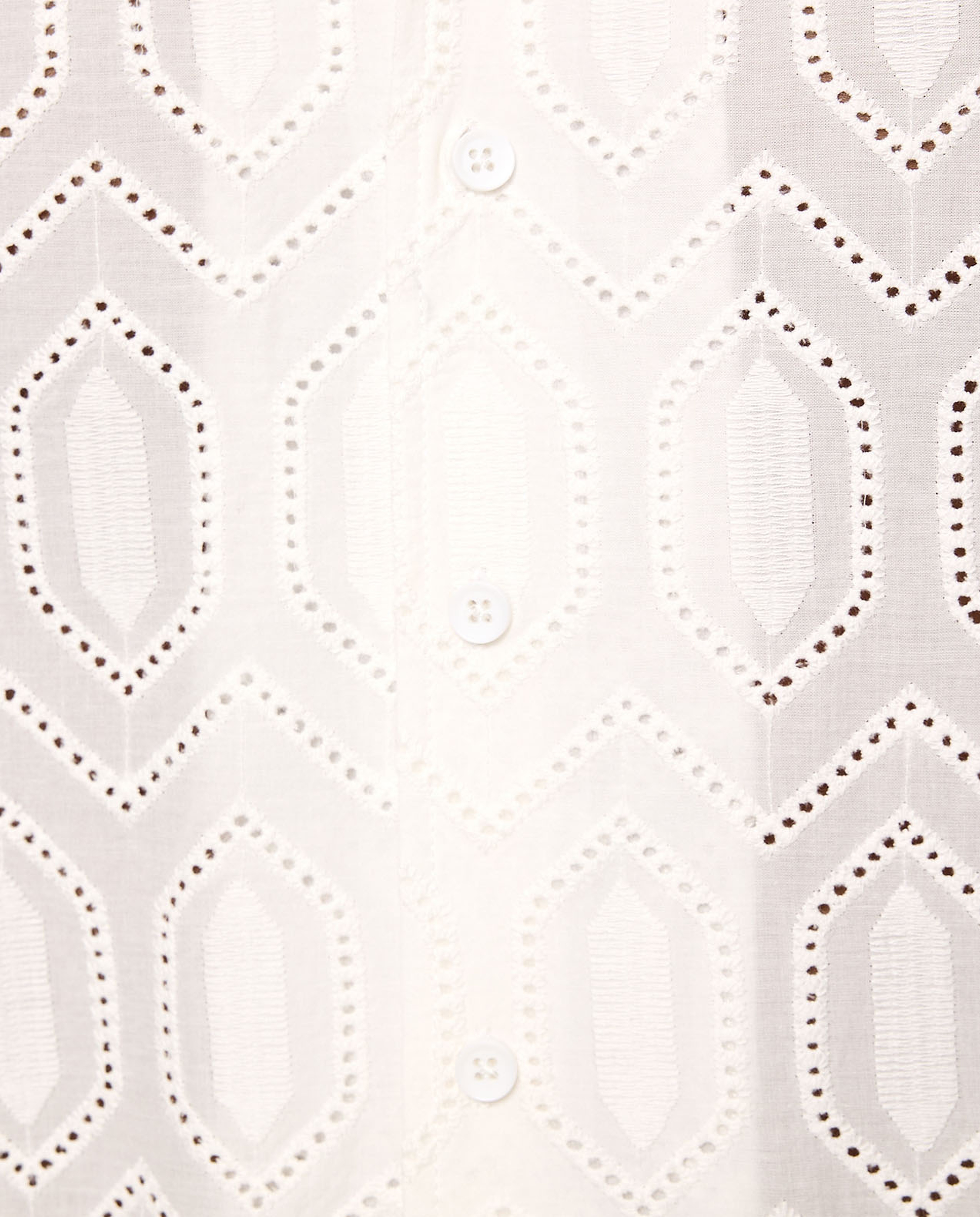 Openwork Shirt with Revere Collar and Short Sleeves