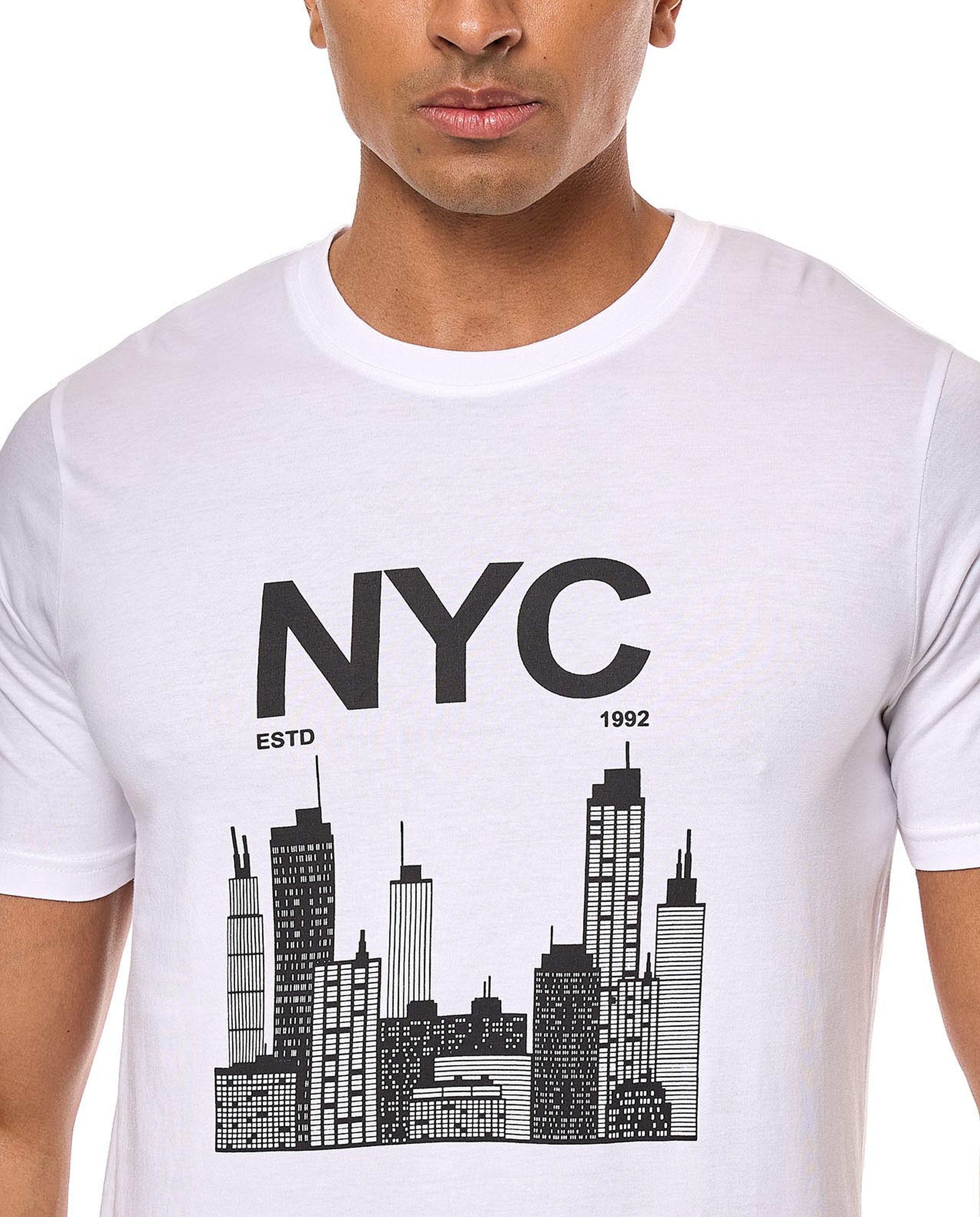 Printed T-Shirt with Crew Neck and Short Sleeves