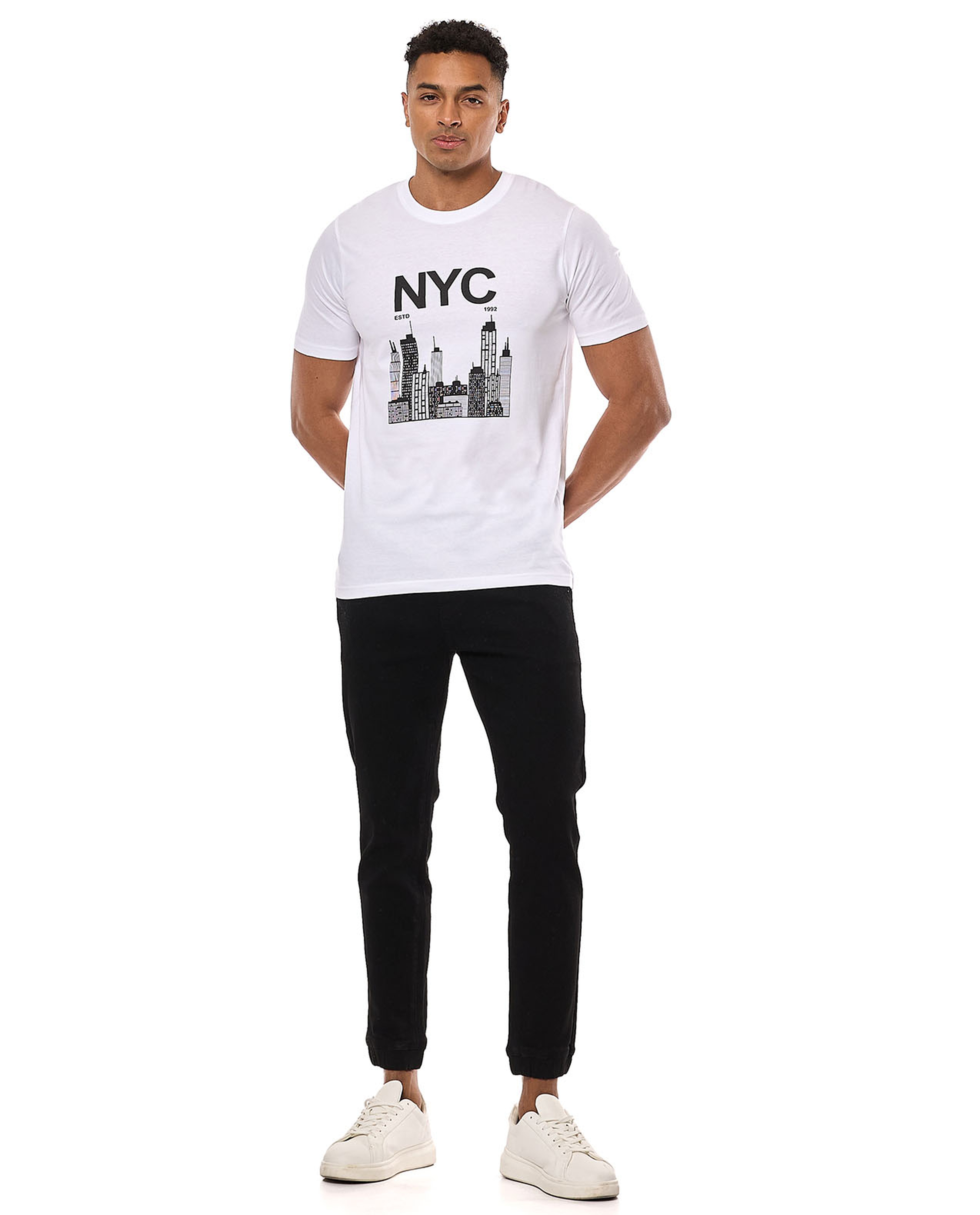 Printed T-Shirt with Crew Neck and Short Sleeves