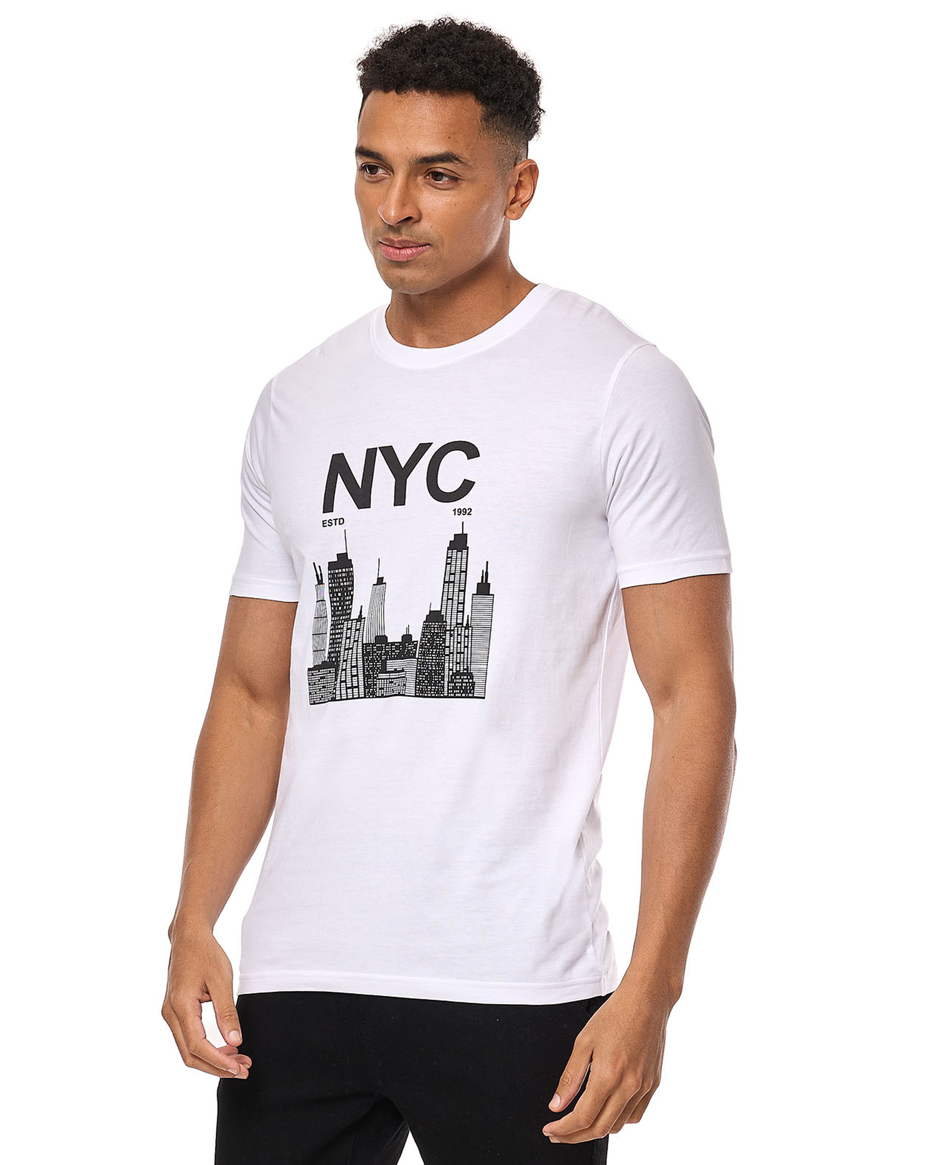 Printed T-Shirt with Crew Neck and Short Sleeves