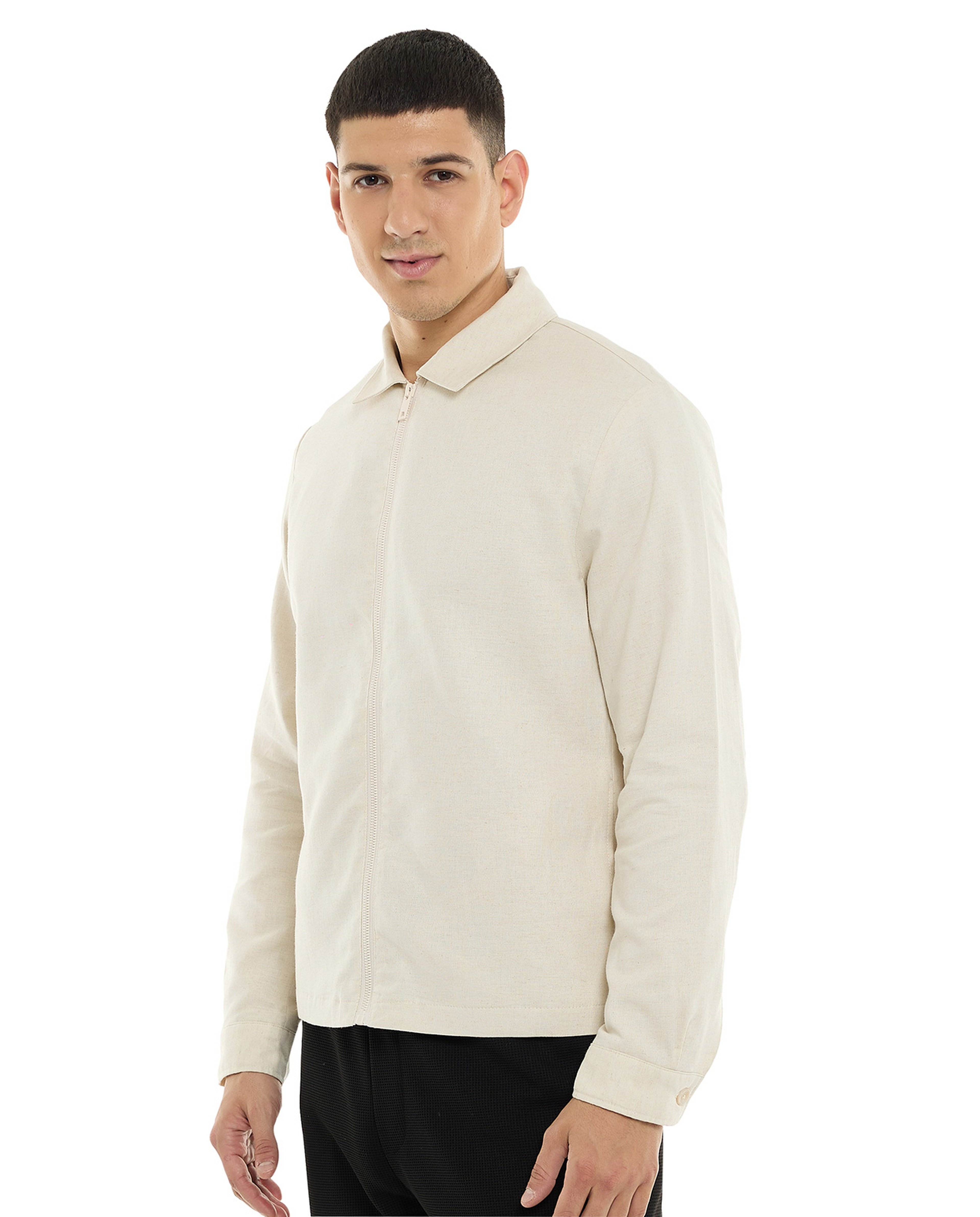 Zippered Shirt with Long Sleeves