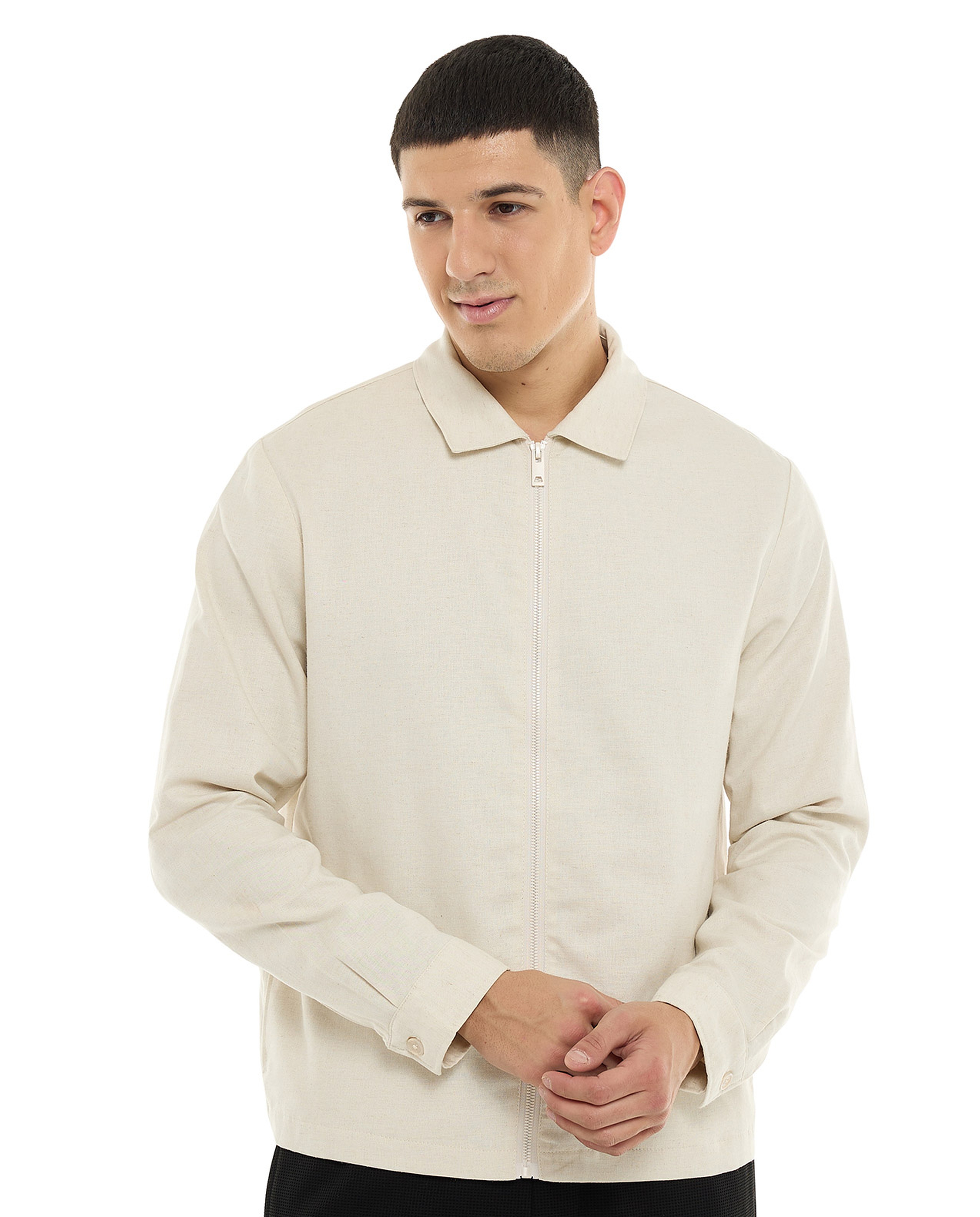 Zippered Shirt with Long Sleeves