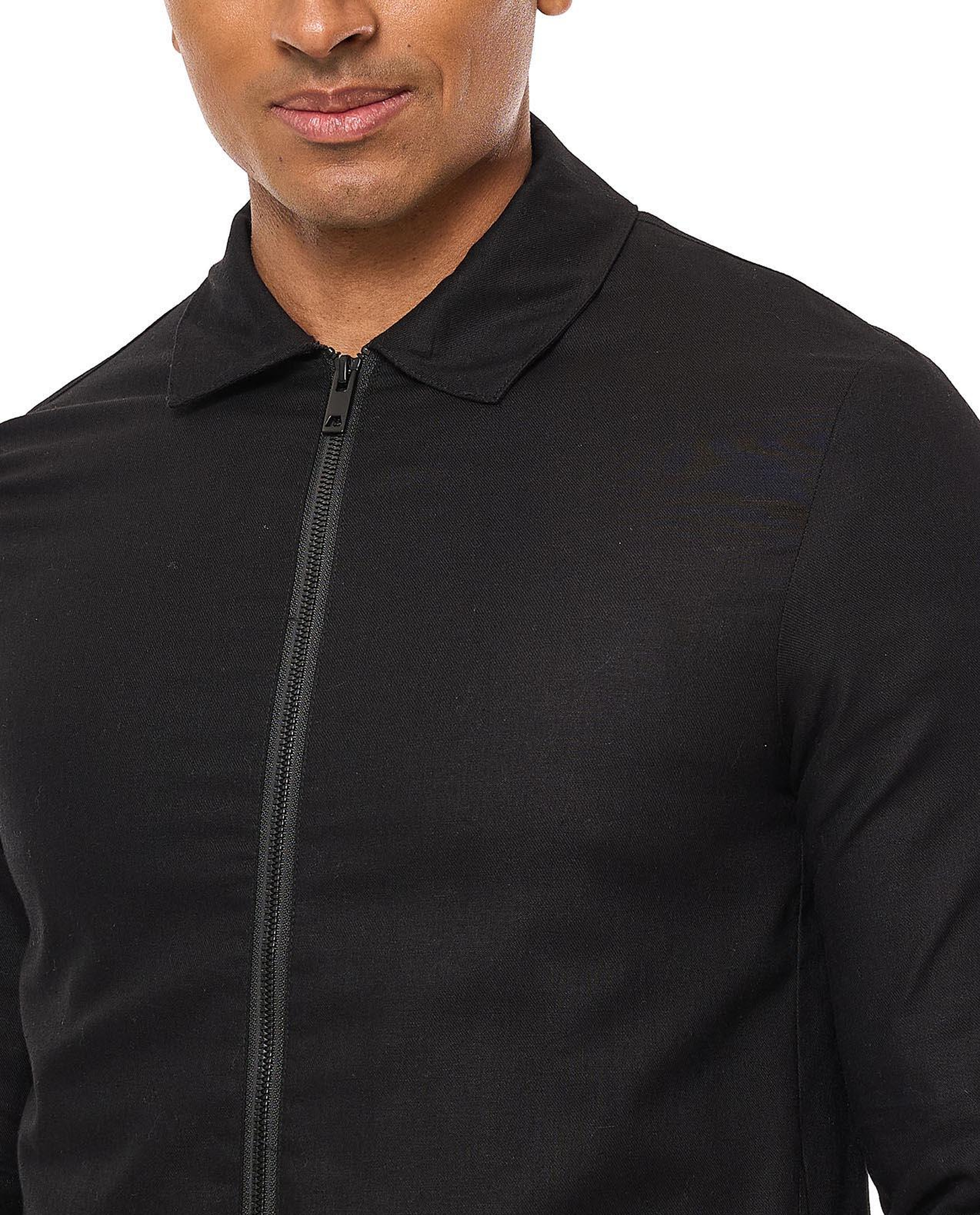 Zippered Shirt with Long Sleeves