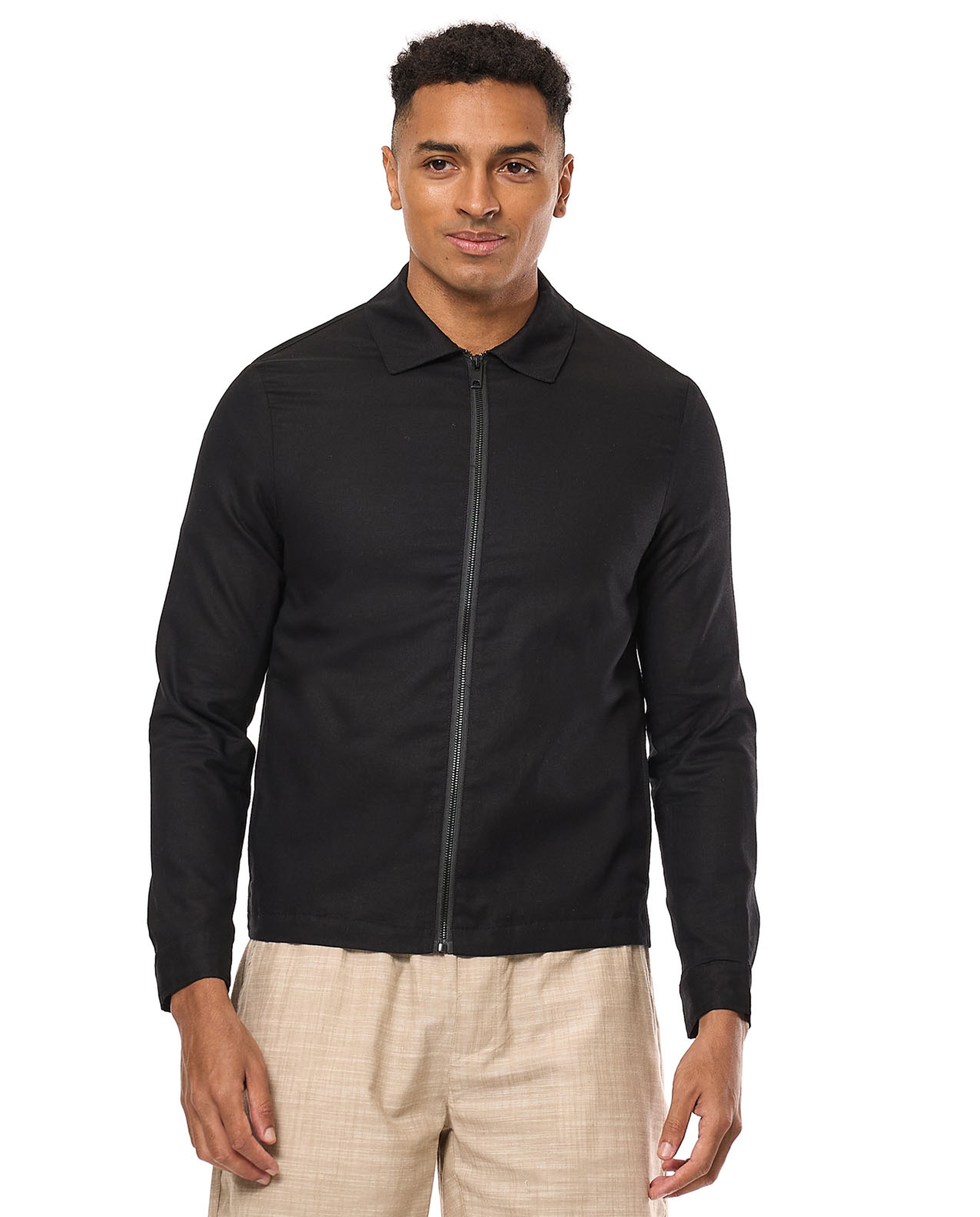 Zippered Shirt with Long Sleeves