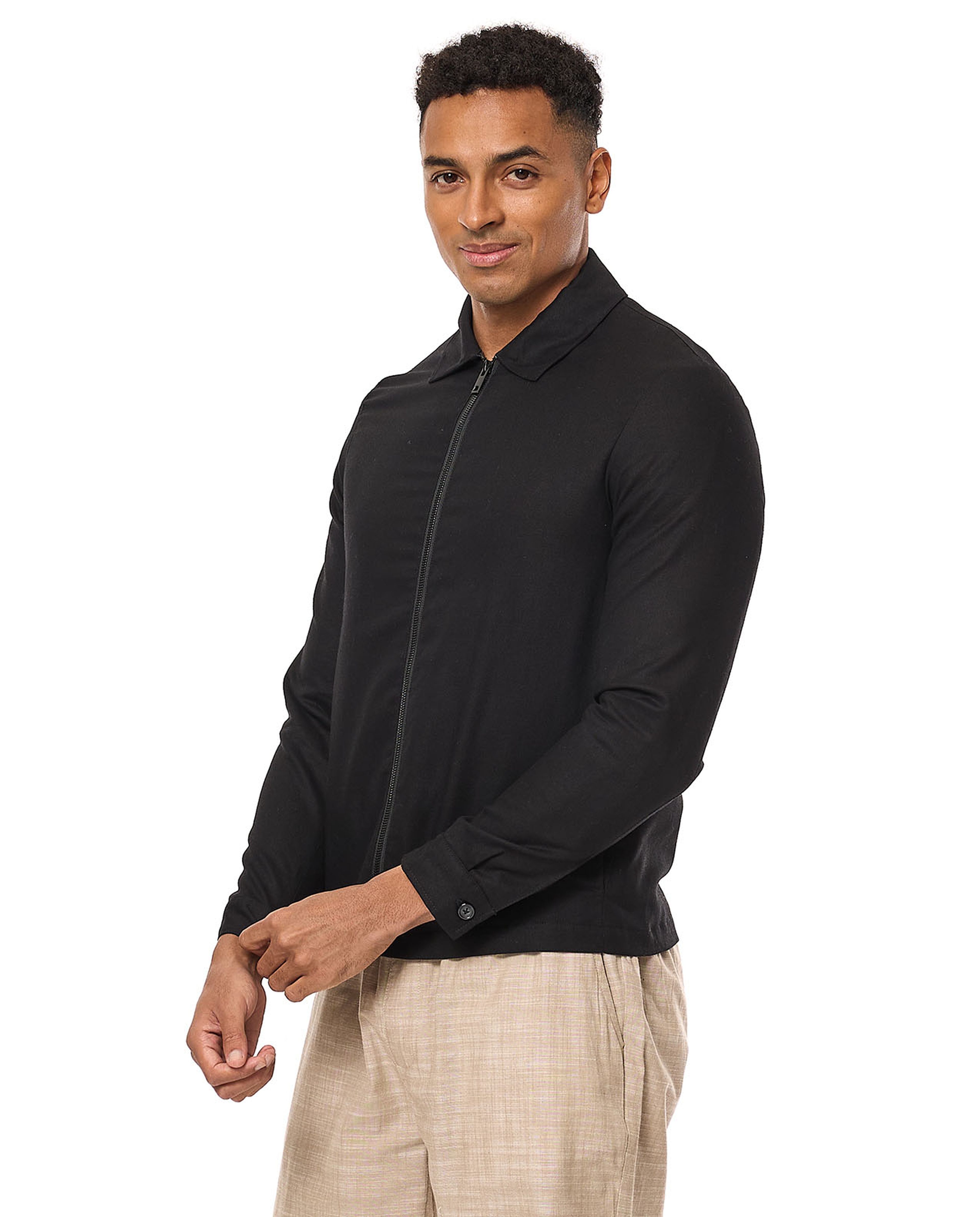 Zippered Shirt with Long Sleeves