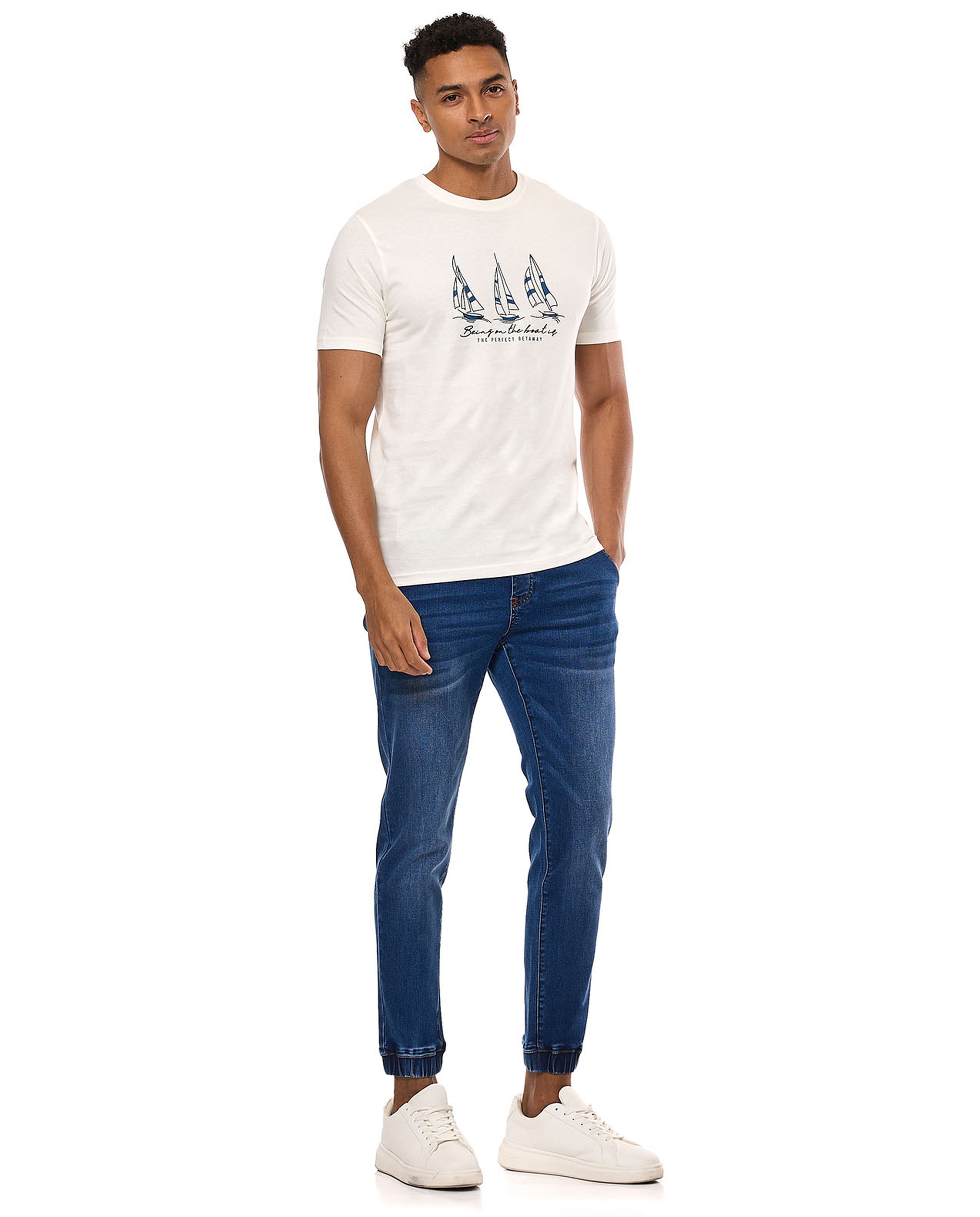 Printed T-Shirt with Crew Neck and Short Sleeves