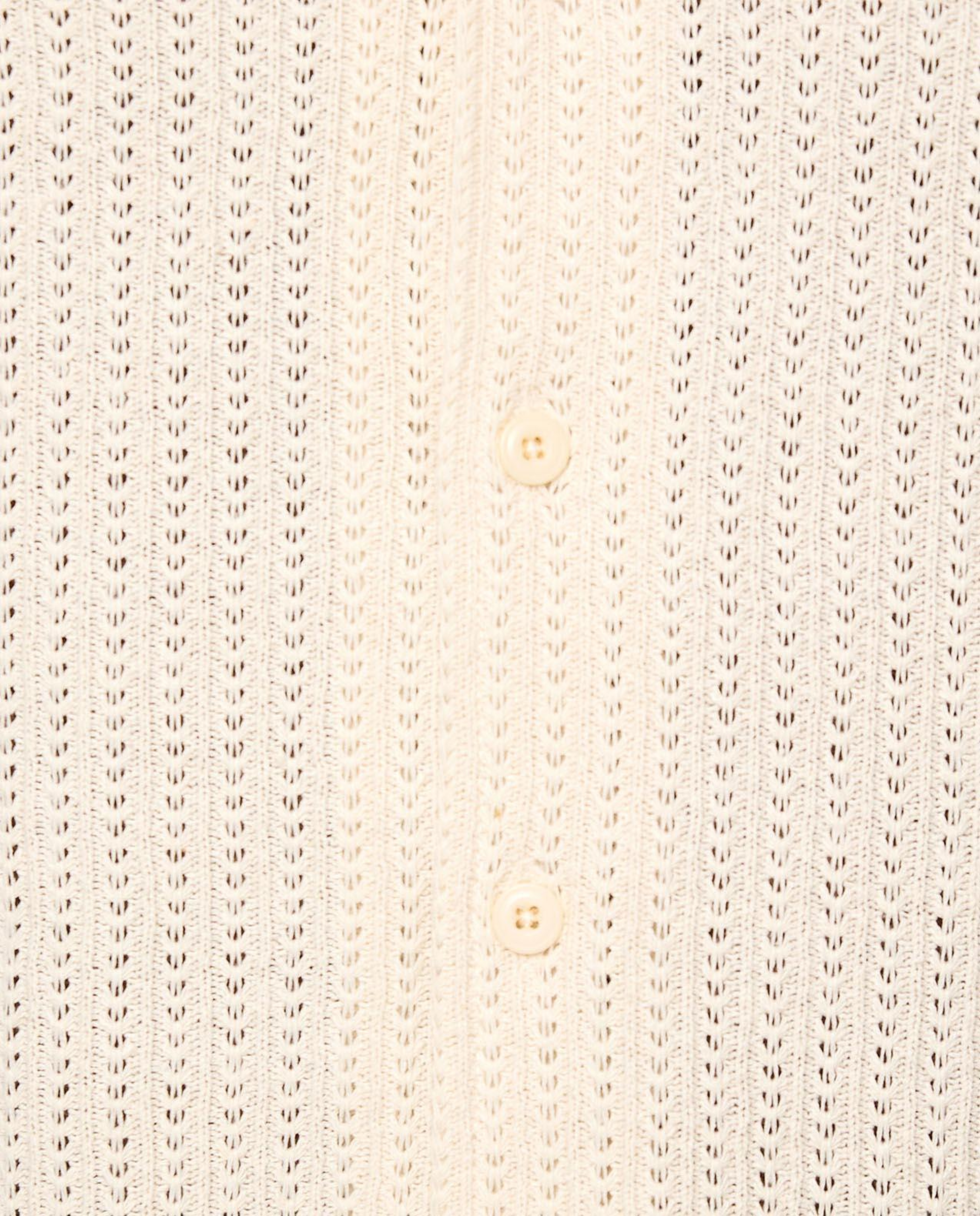 Textured Knit Shirt with Revere Collar and Short Sleeves