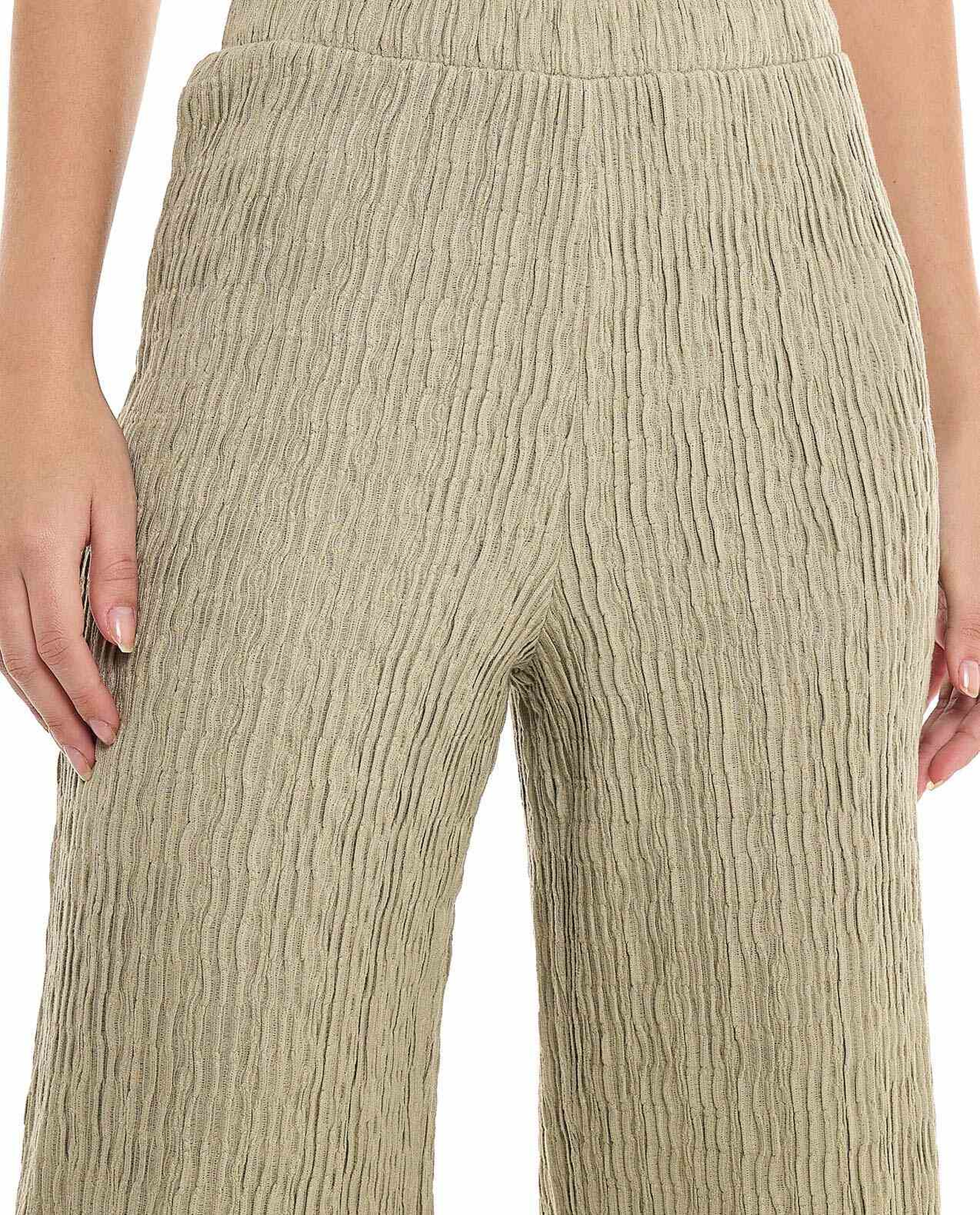 Textured Pants With Elastic Waist