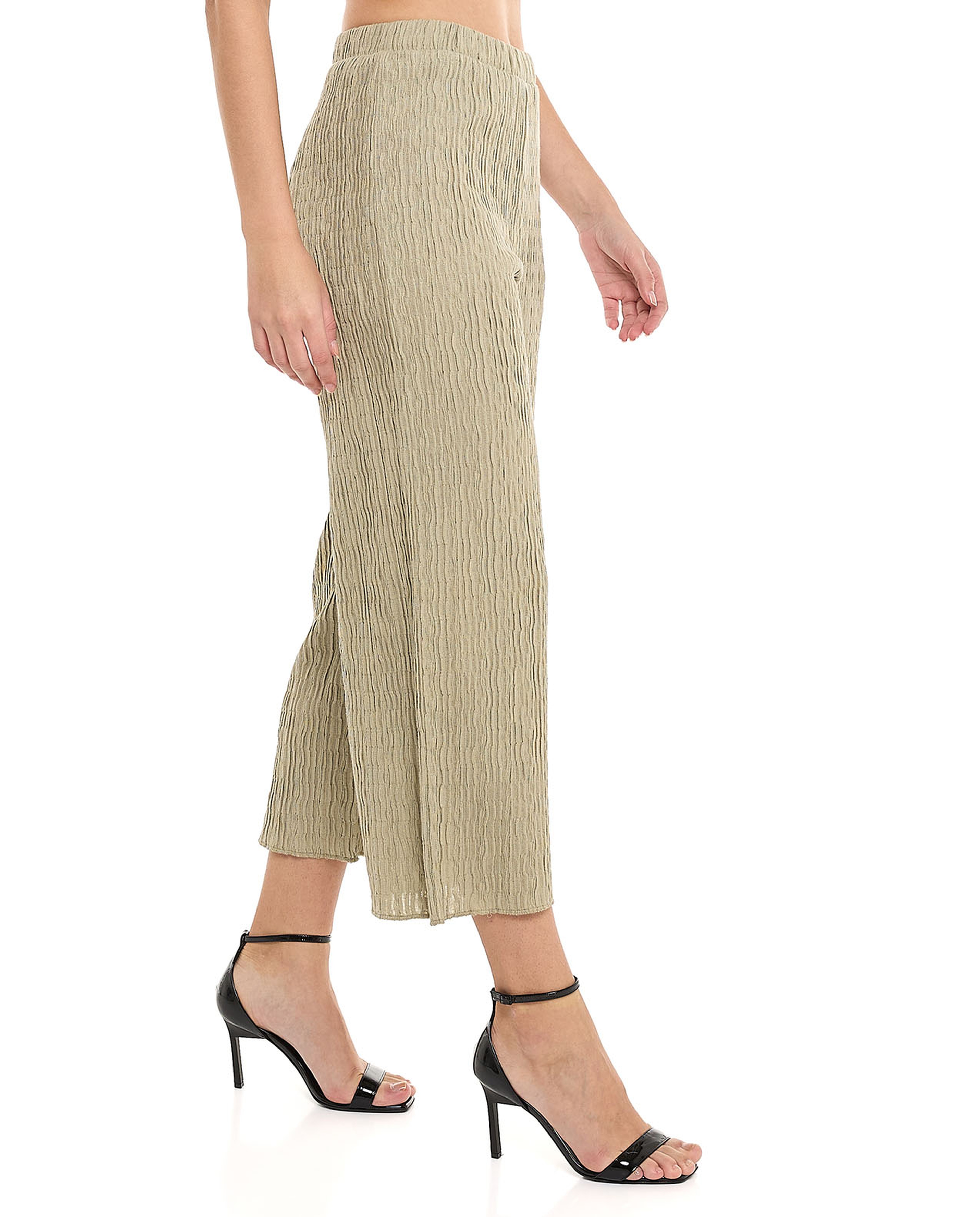 Textured Pants With Elastic Waist