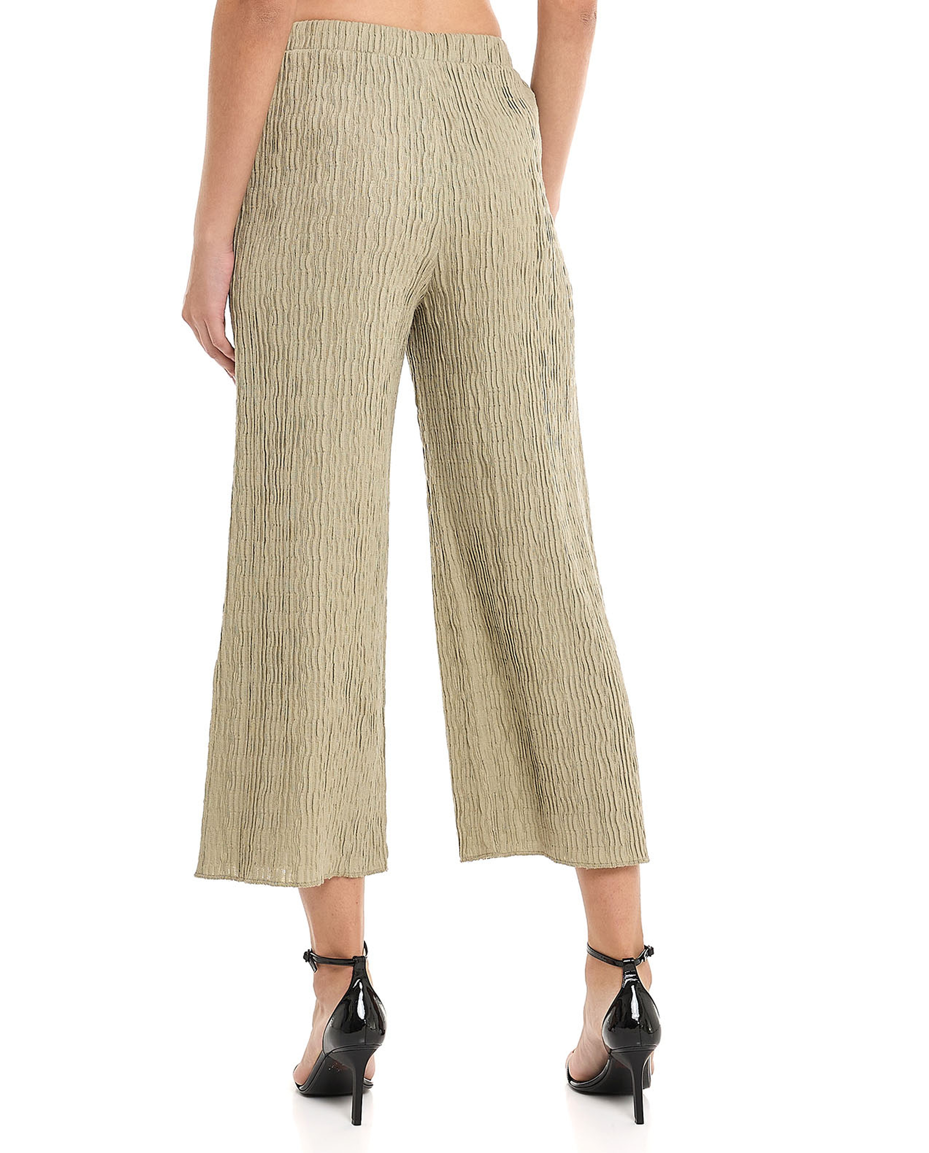 Textured Pants With Elastic Waist