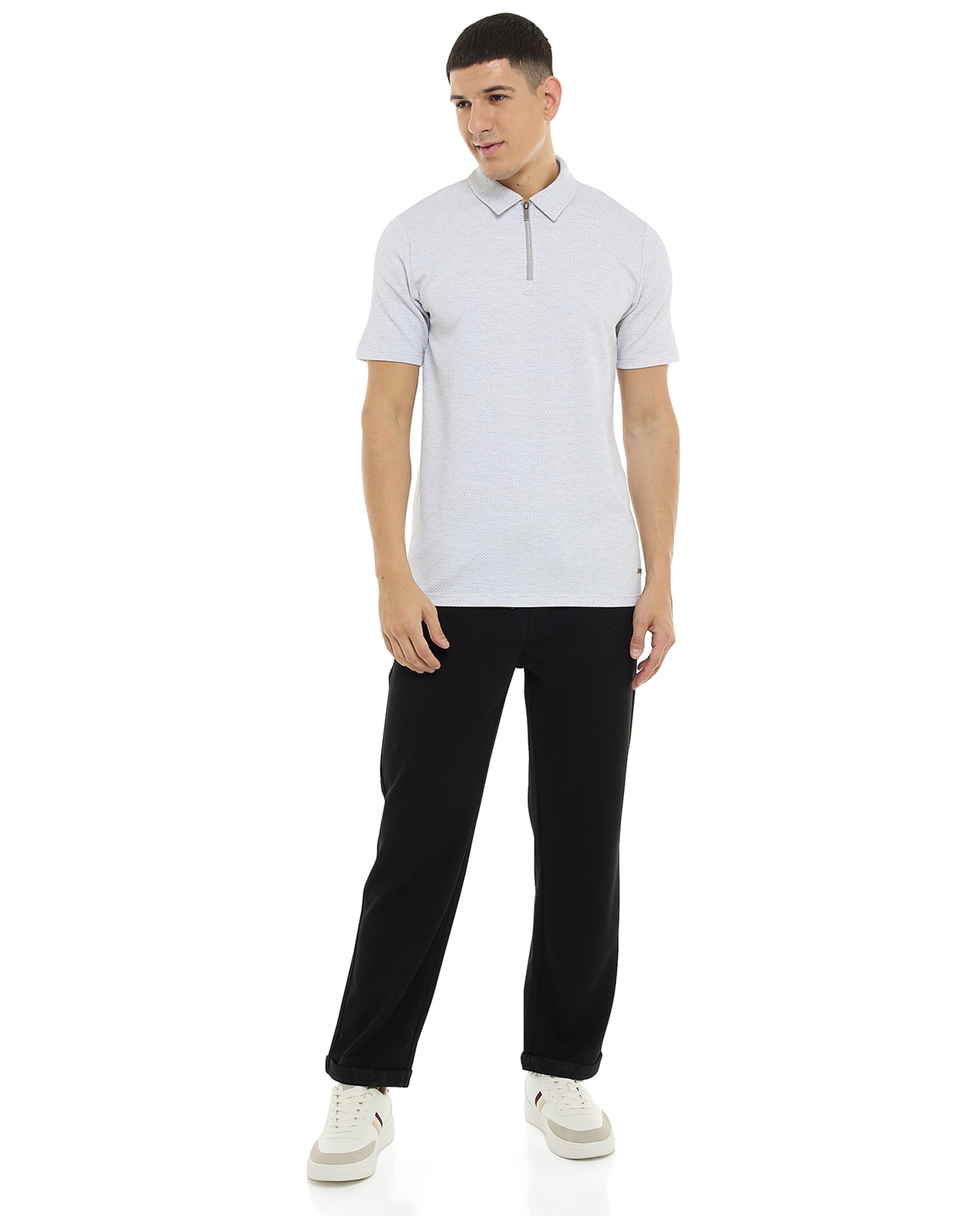 Textured Polo T-Shirt with Short Sleeves