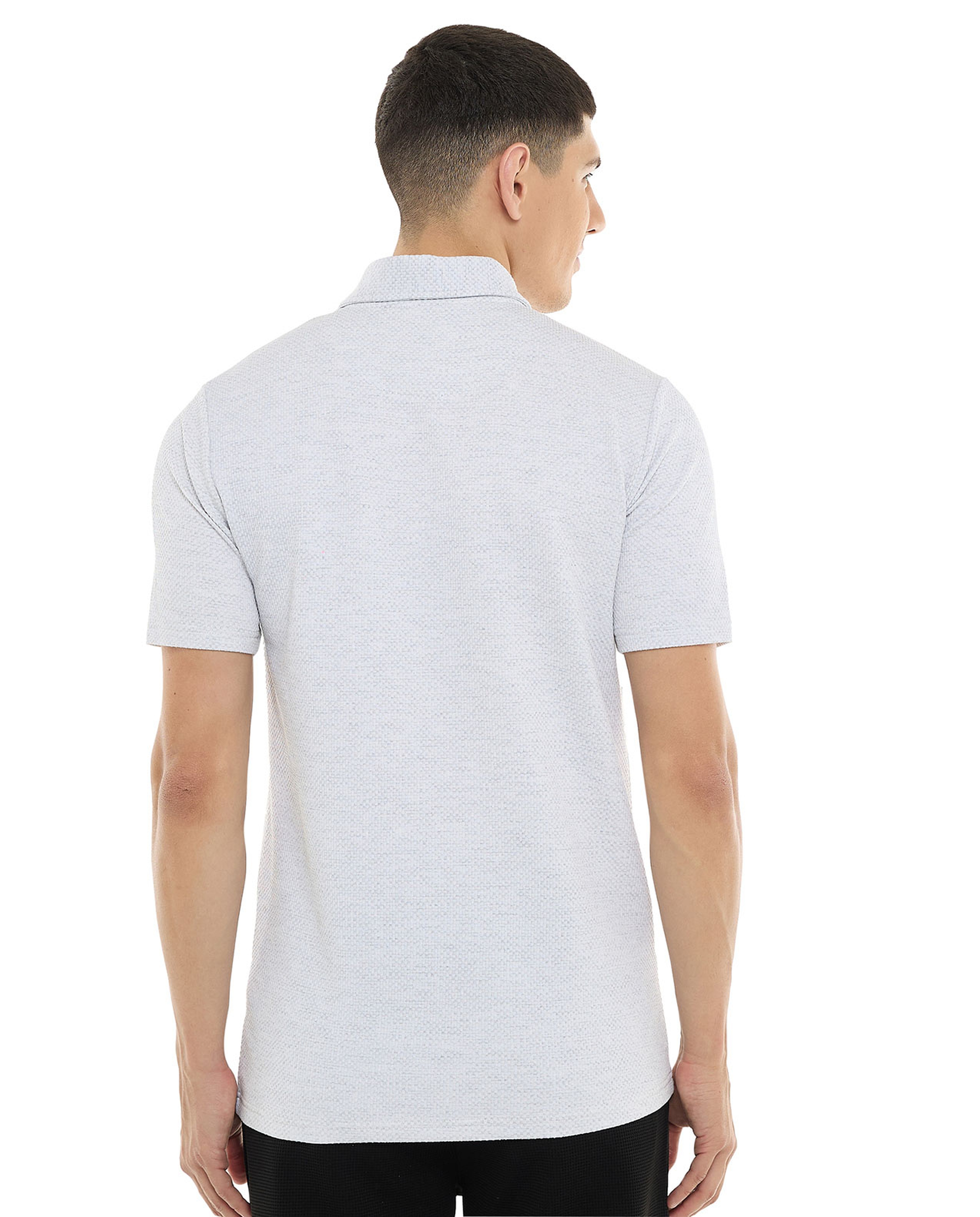 Textured Polo T-Shirt with Short Sleeves