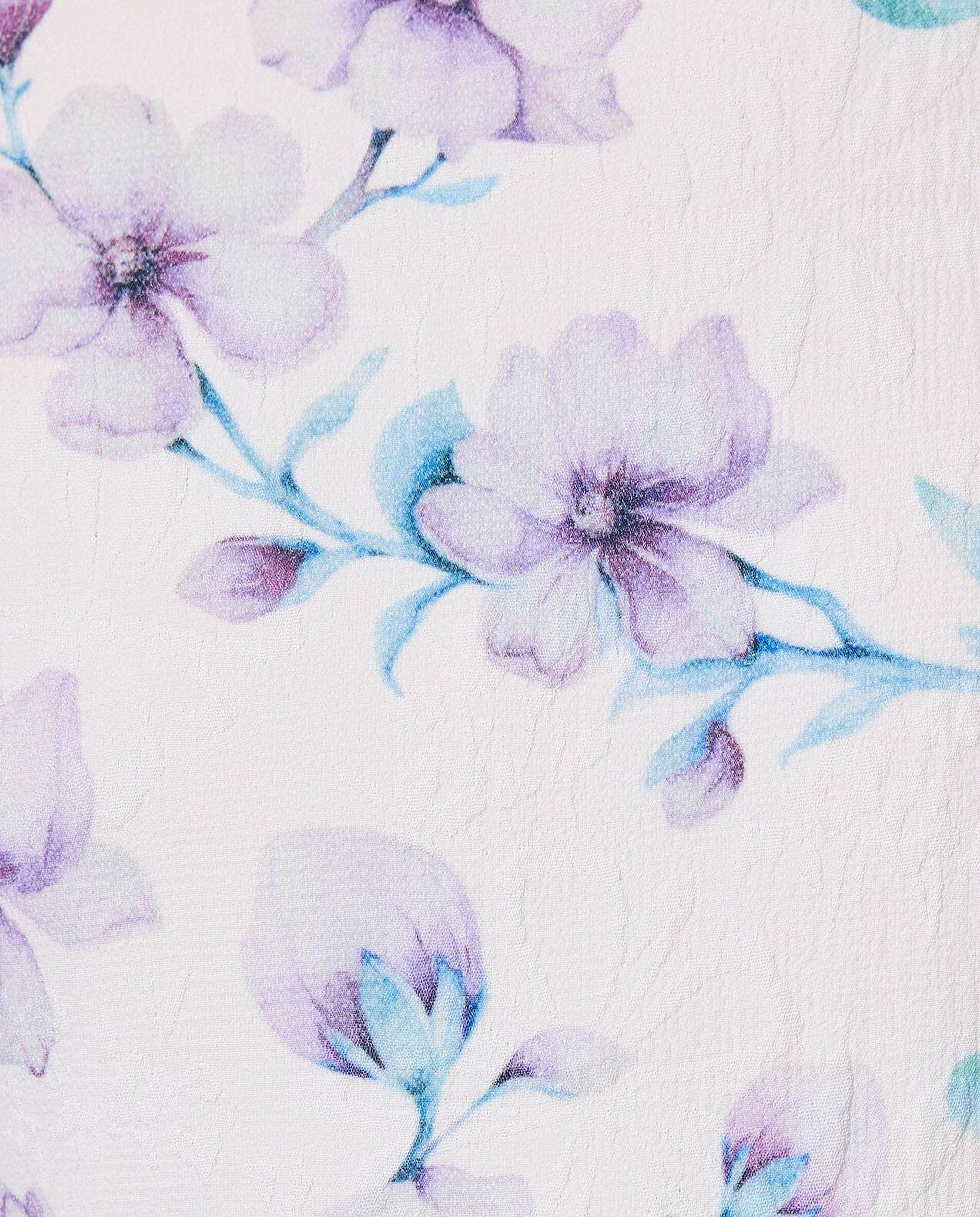 Floral Print Fit And Flare Dress With Puff Sleeves