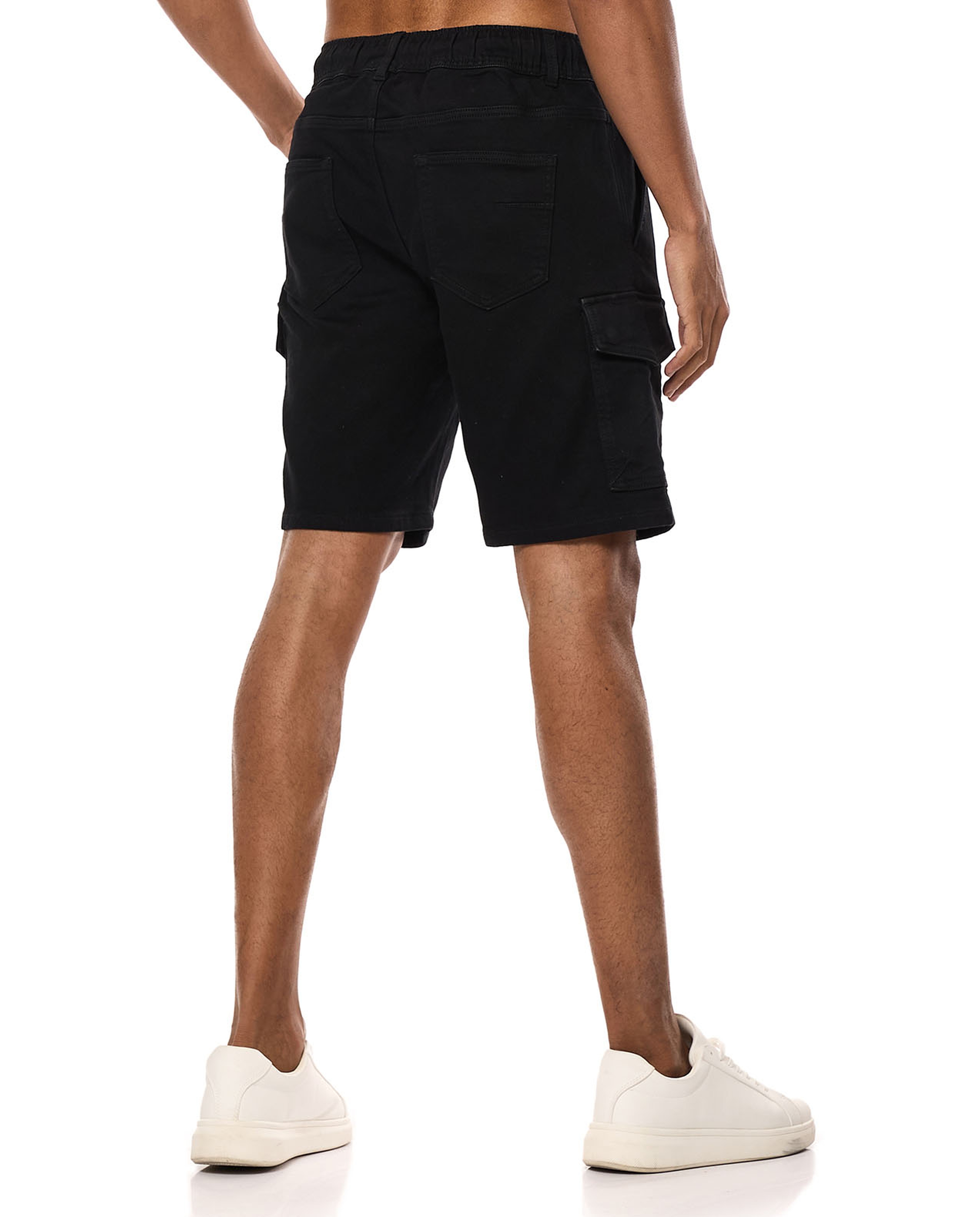 Solid Cargo Shorts with Drawstring Waist