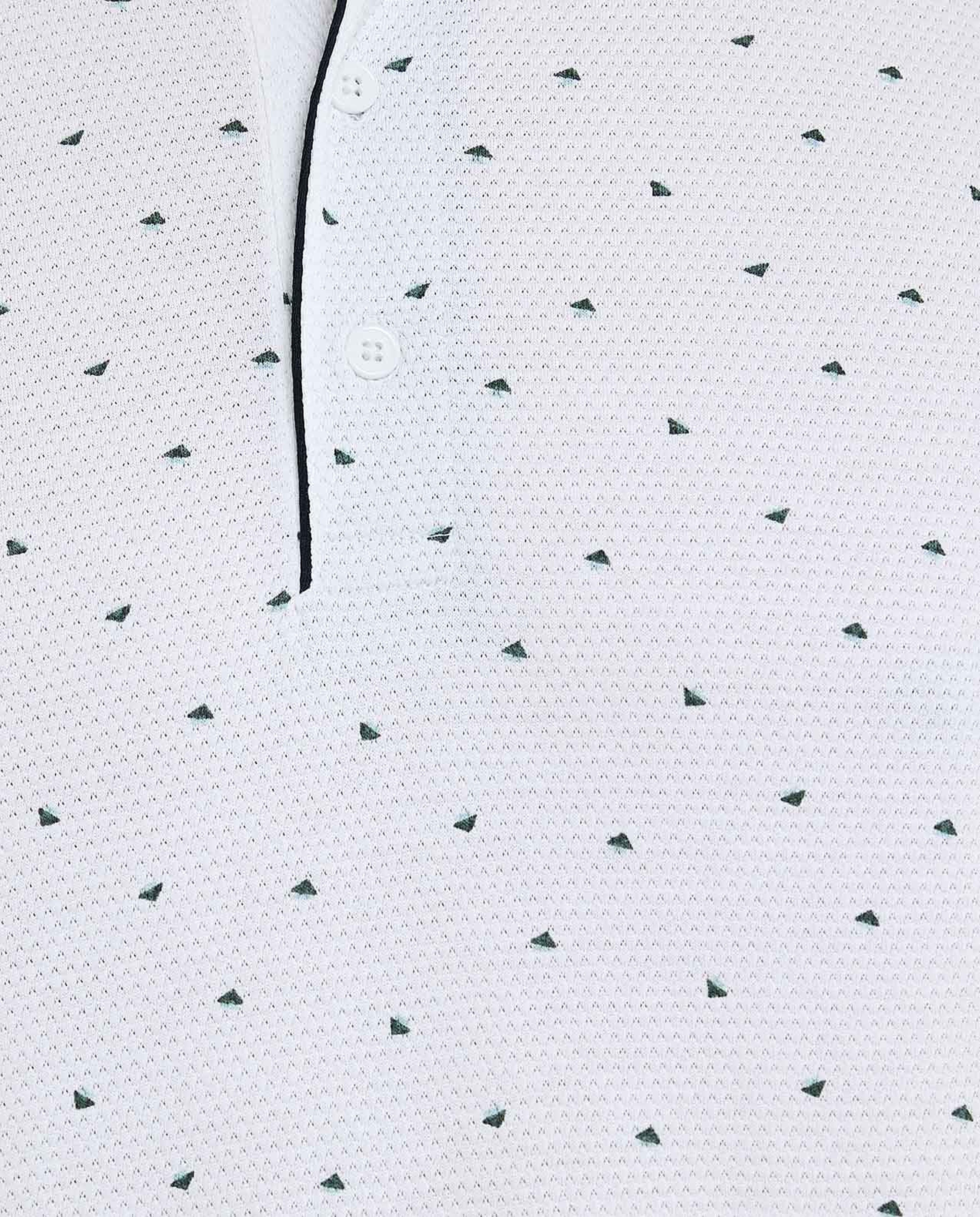 Patterned T-Shirt with Mandarin Collar and Short Sleeves