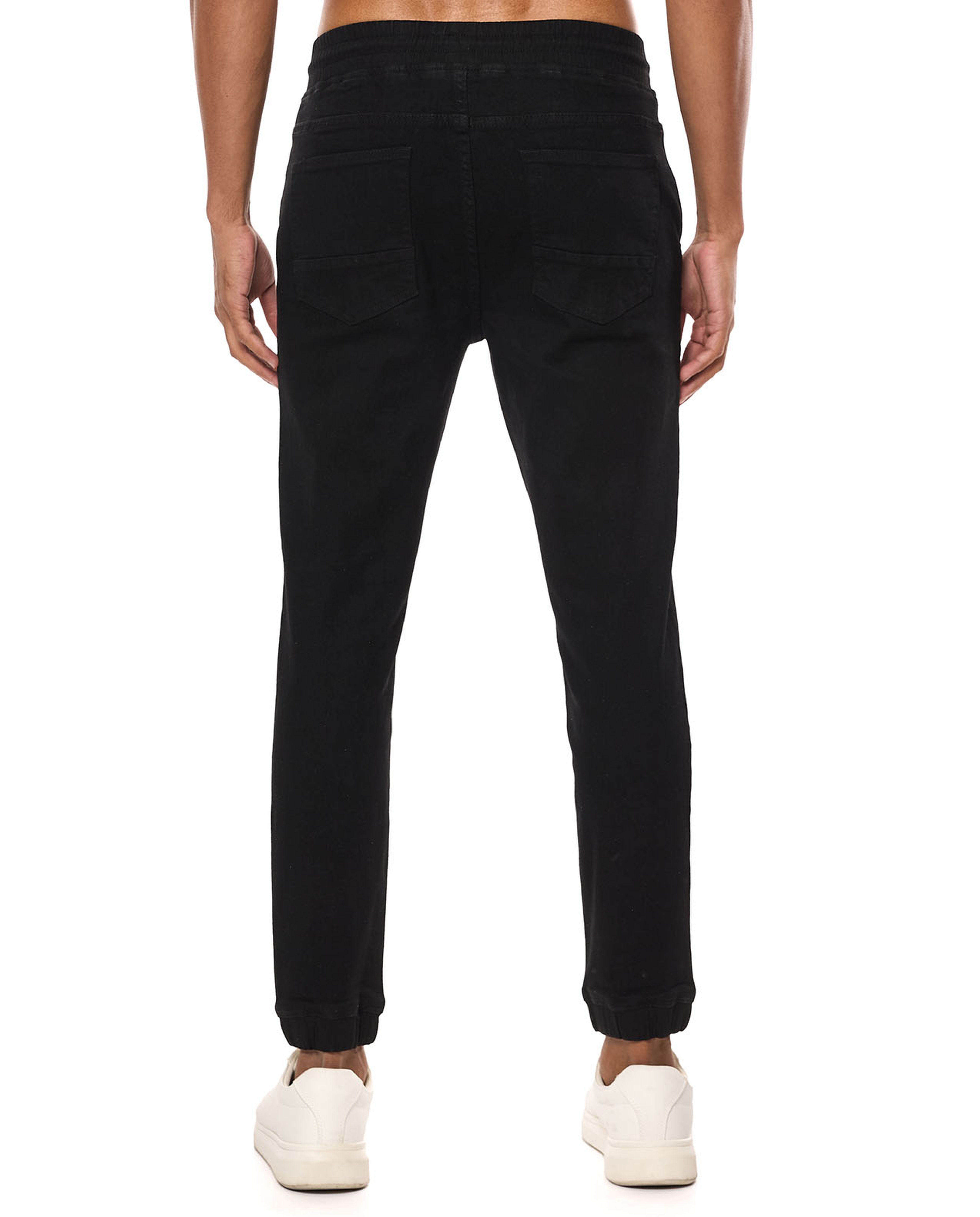 Solid Jogger Jeans with Drawstring Waist