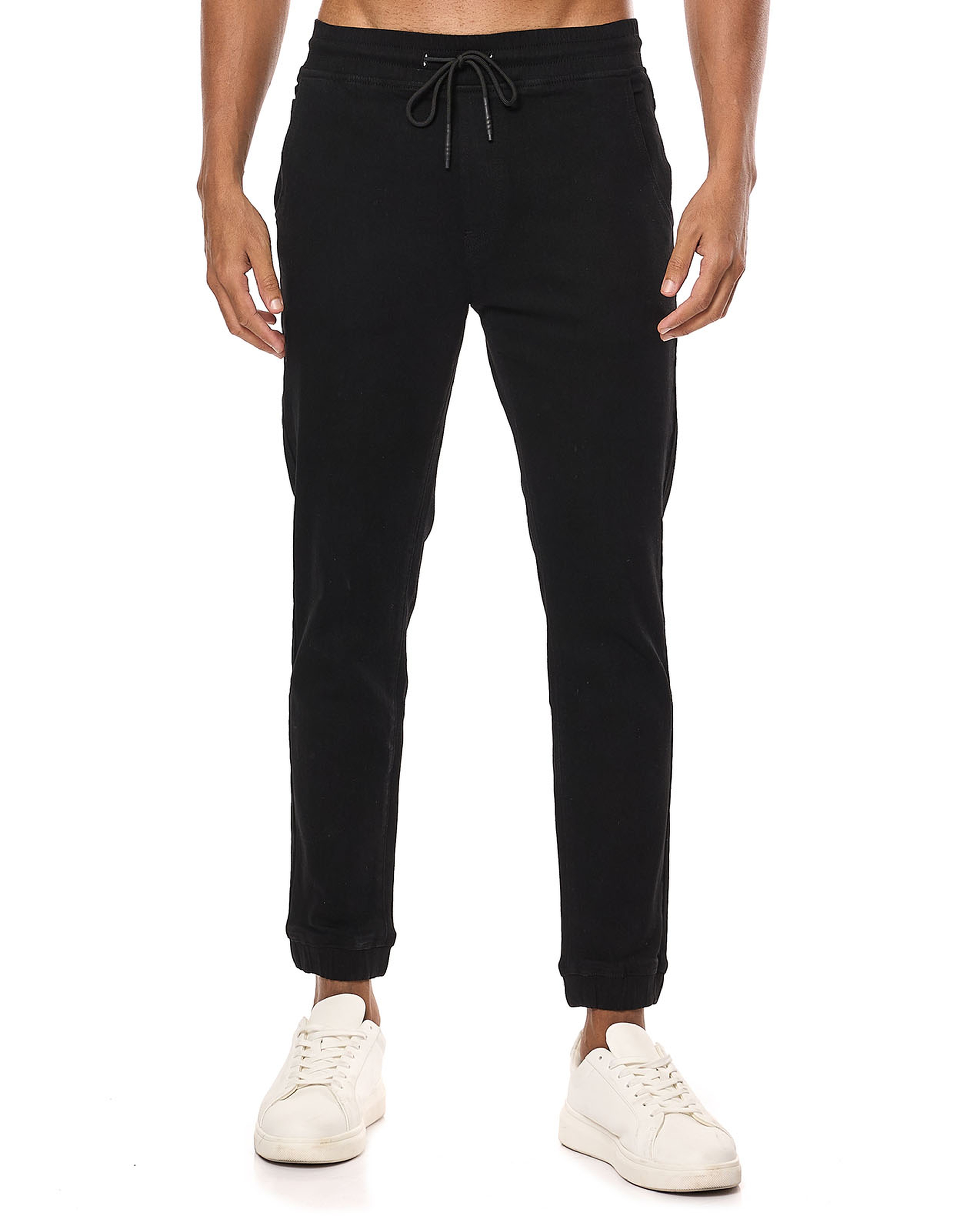 Solid Jogger Jeans with Drawstring Waist