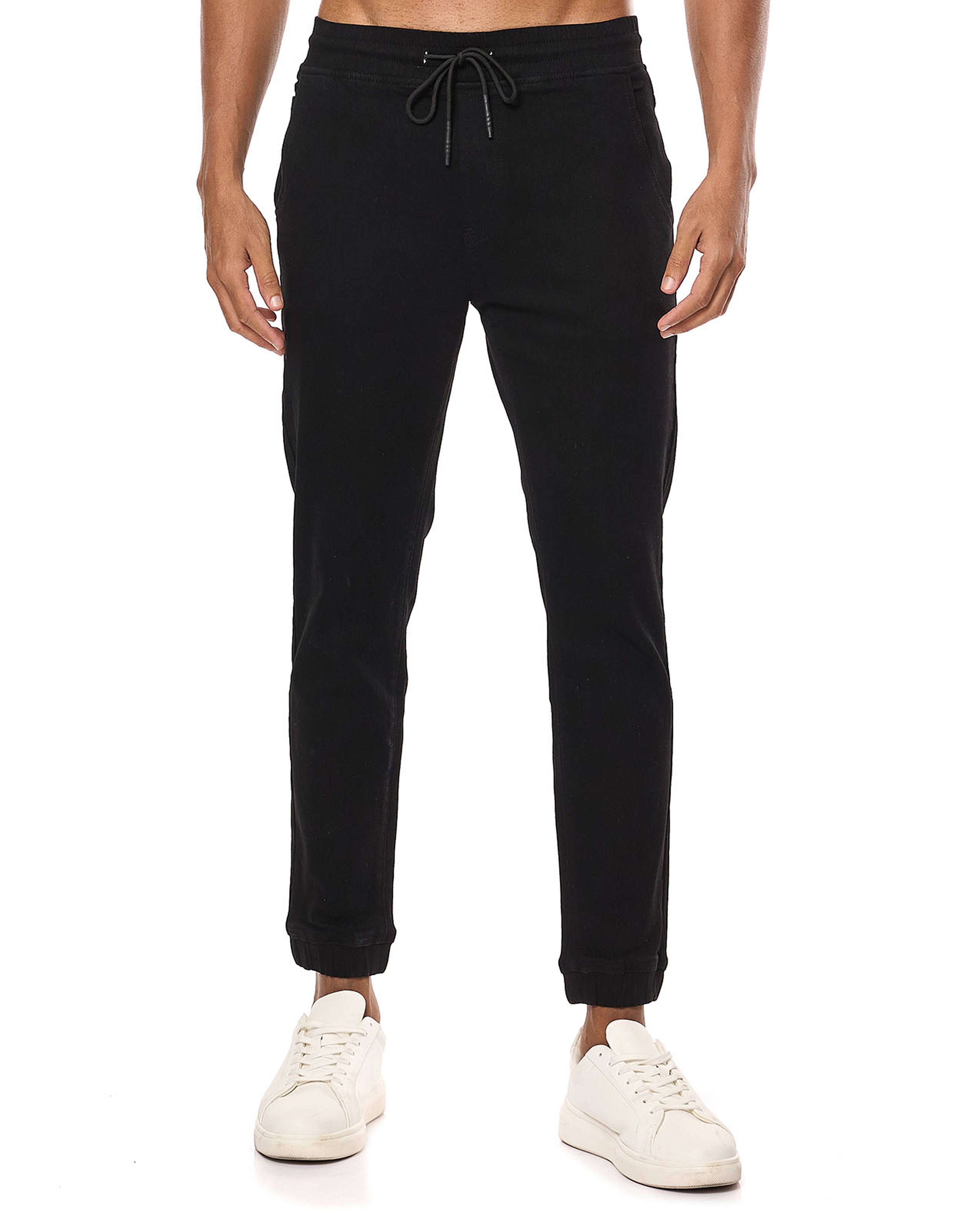 جوغر جينز سادة برباط على الخصر