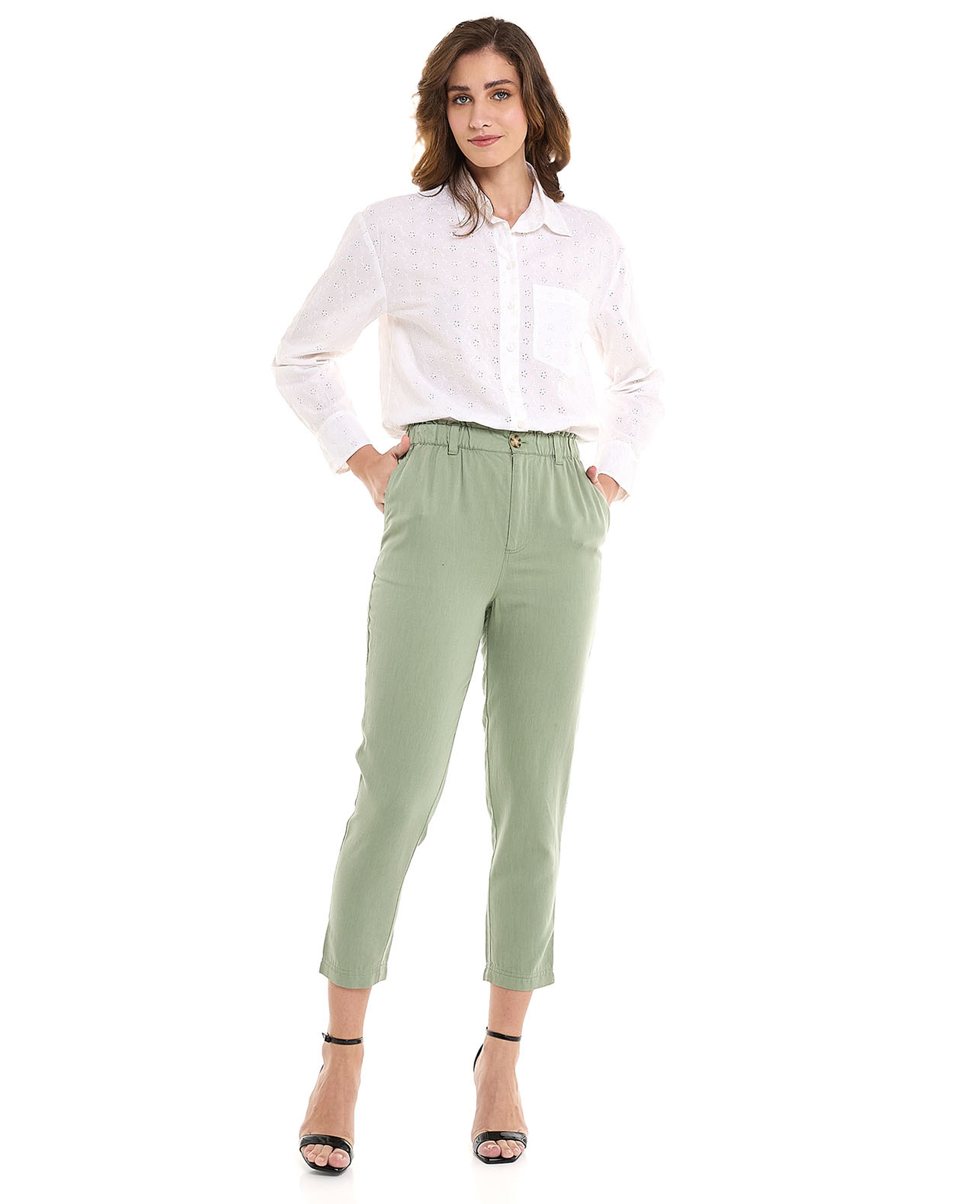 Schiffli Shirt with Classic Collar and Long Sleeves