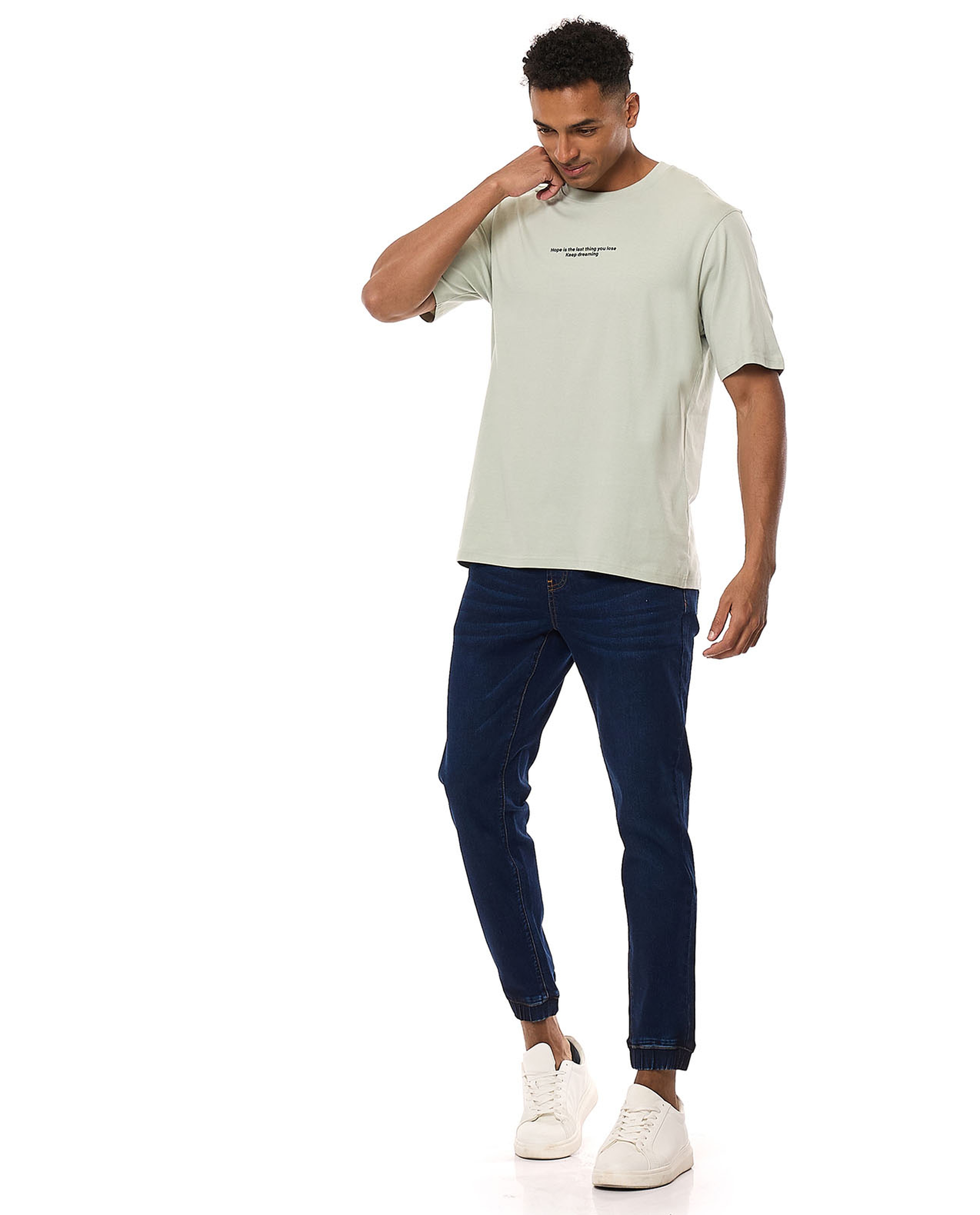 Printed T-Shirt with Crew Neck and Short Sleeves