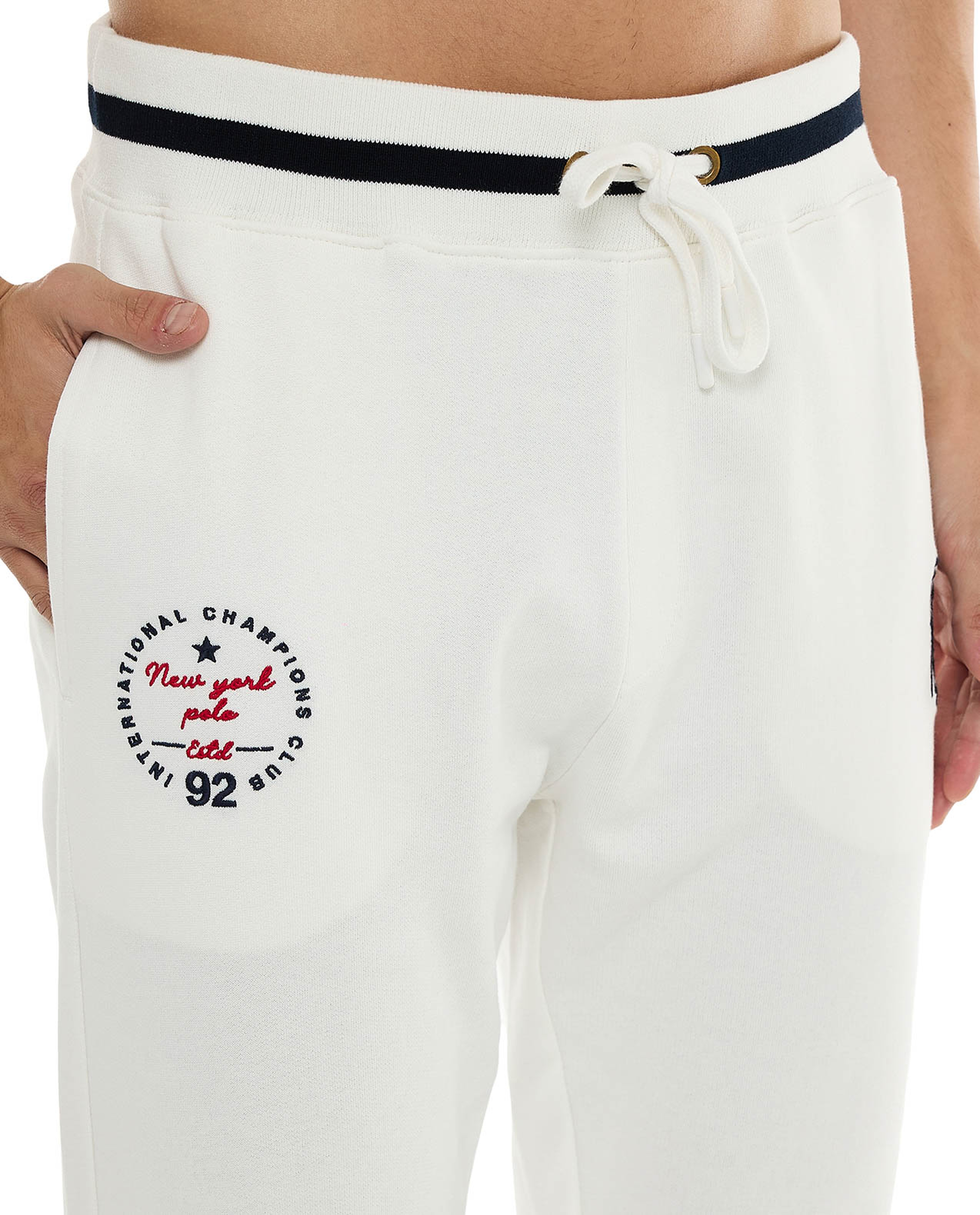 Embroidered Knit Pants with Drawstring Waist