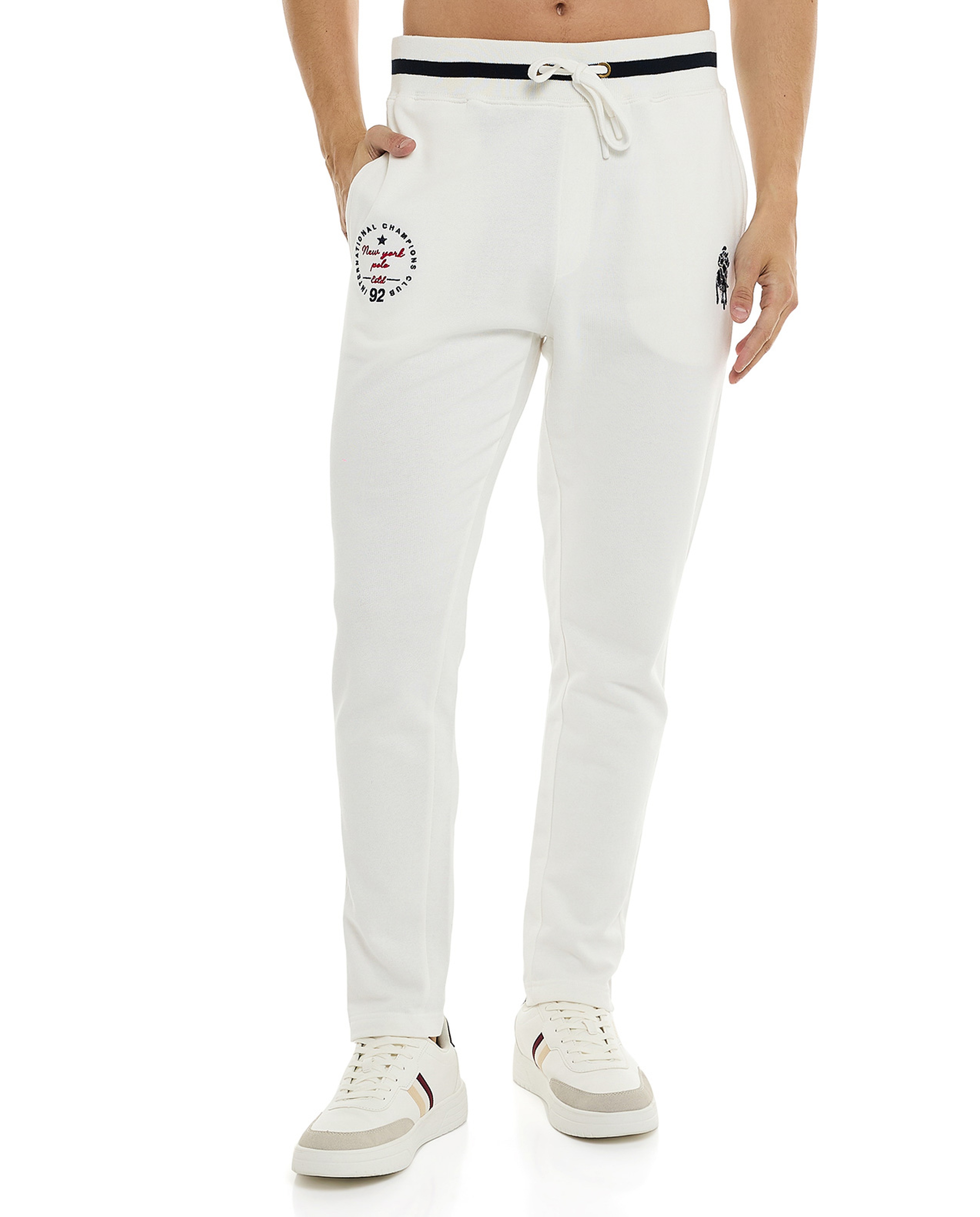 Embroidered Knit Pants with Drawstring Waist