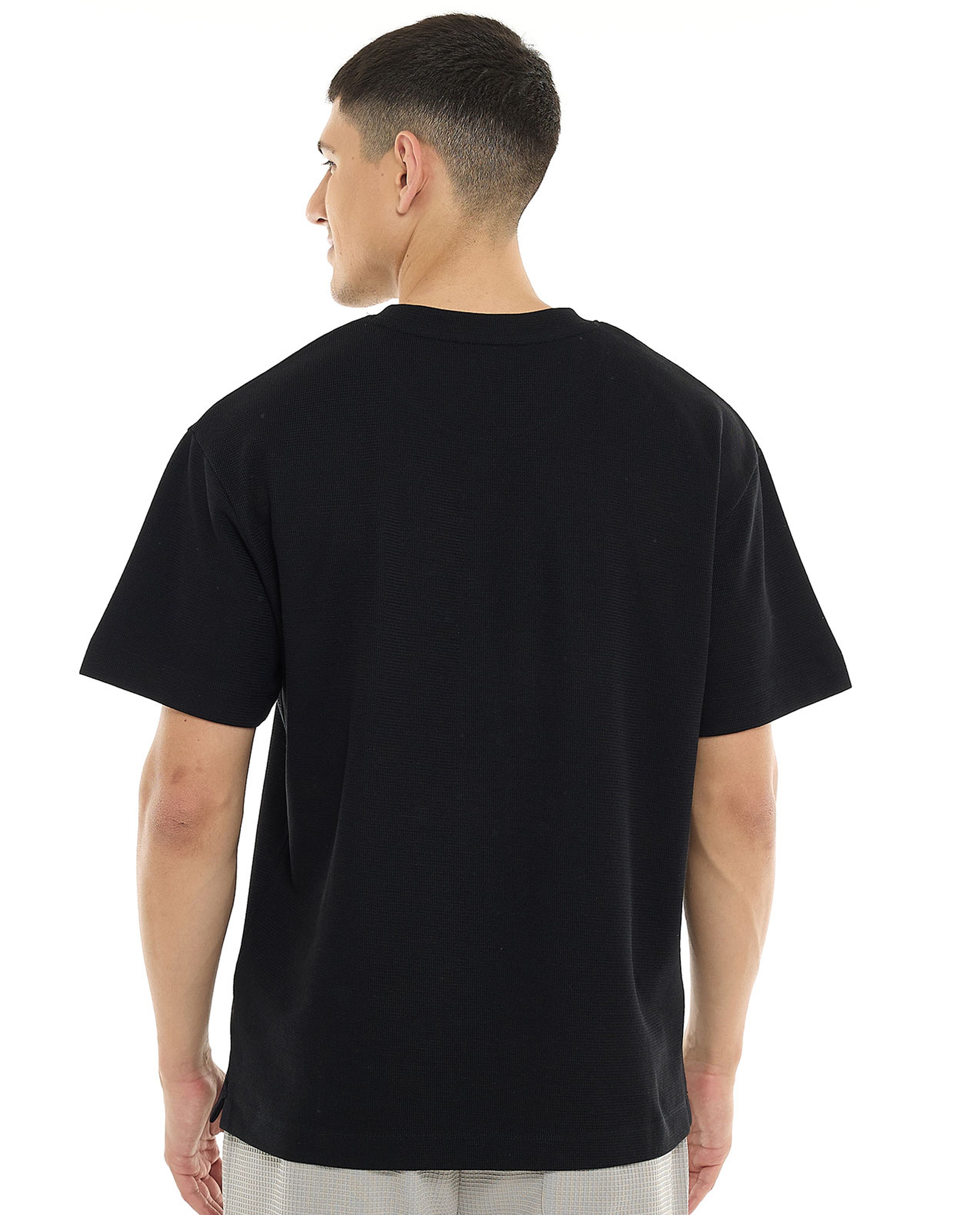 Textured T-Shirt with Crew Neck and Short Sleeves
