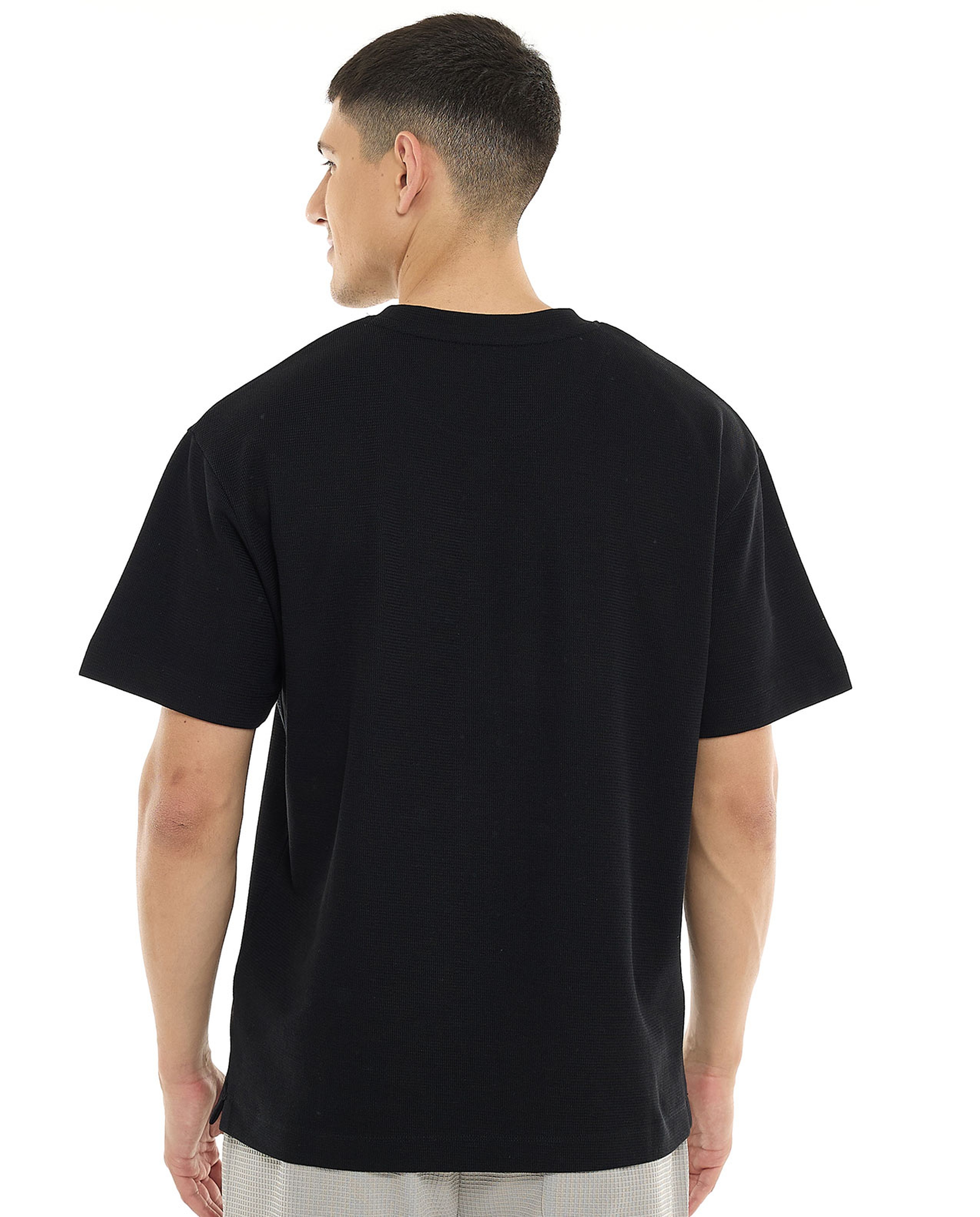 Textured T-Shirt with Crew Neck and Short Sleeves