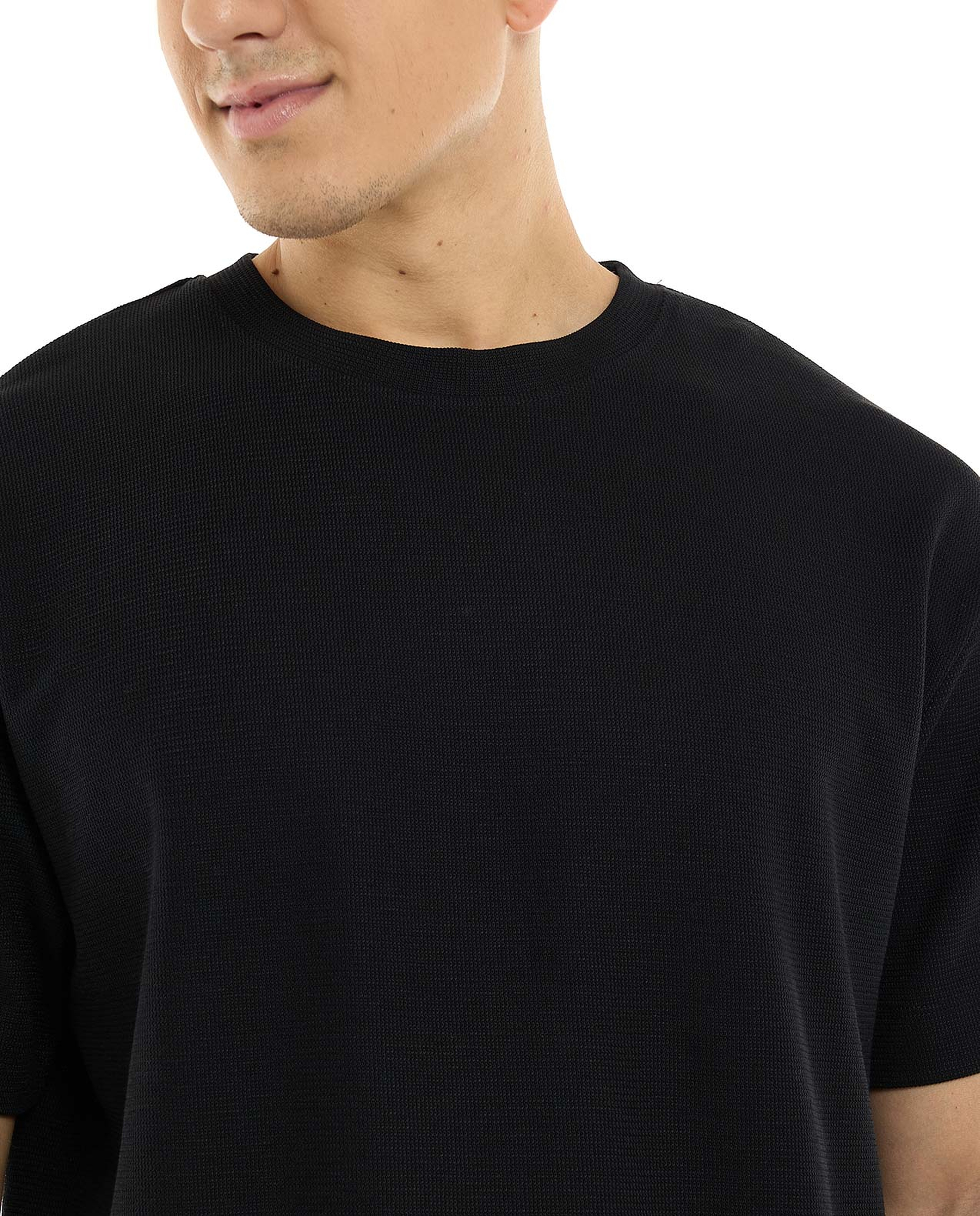 Textured T-Shirt with Crew Neck and Short Sleeves
