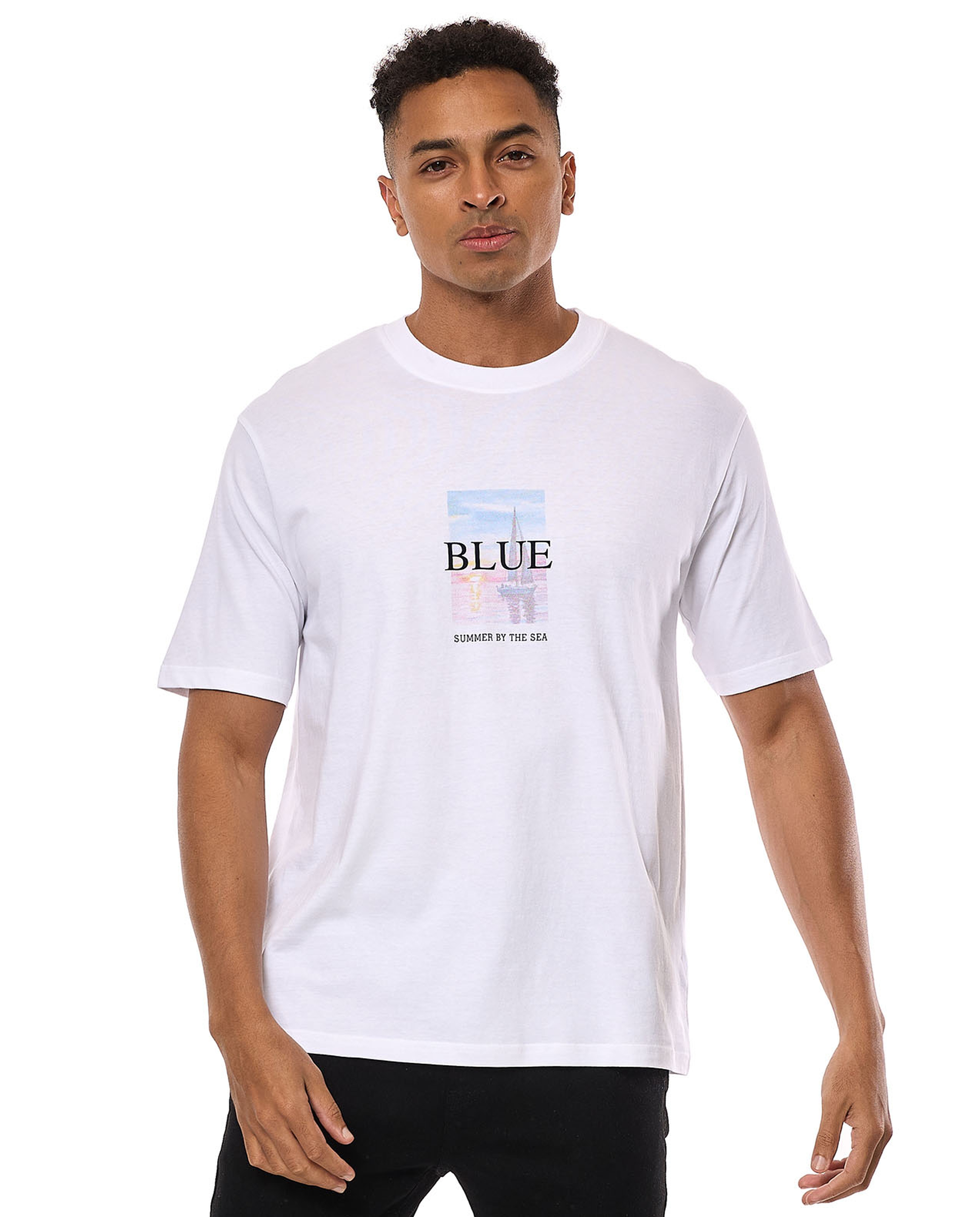 Printed T-Shirt with Crew Neck and Short Sleeves