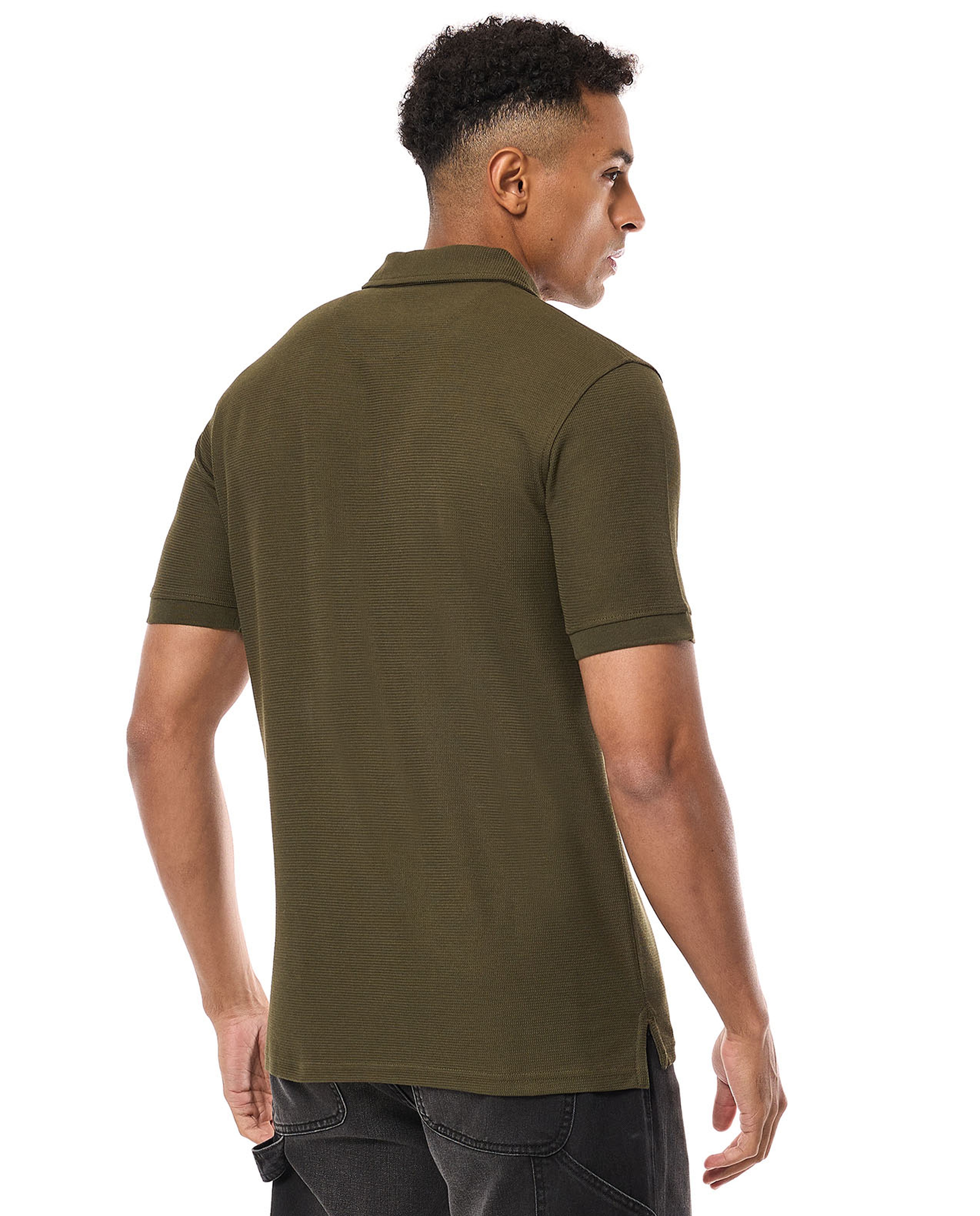 Textured Polo T-Shirt with Short Sleeves