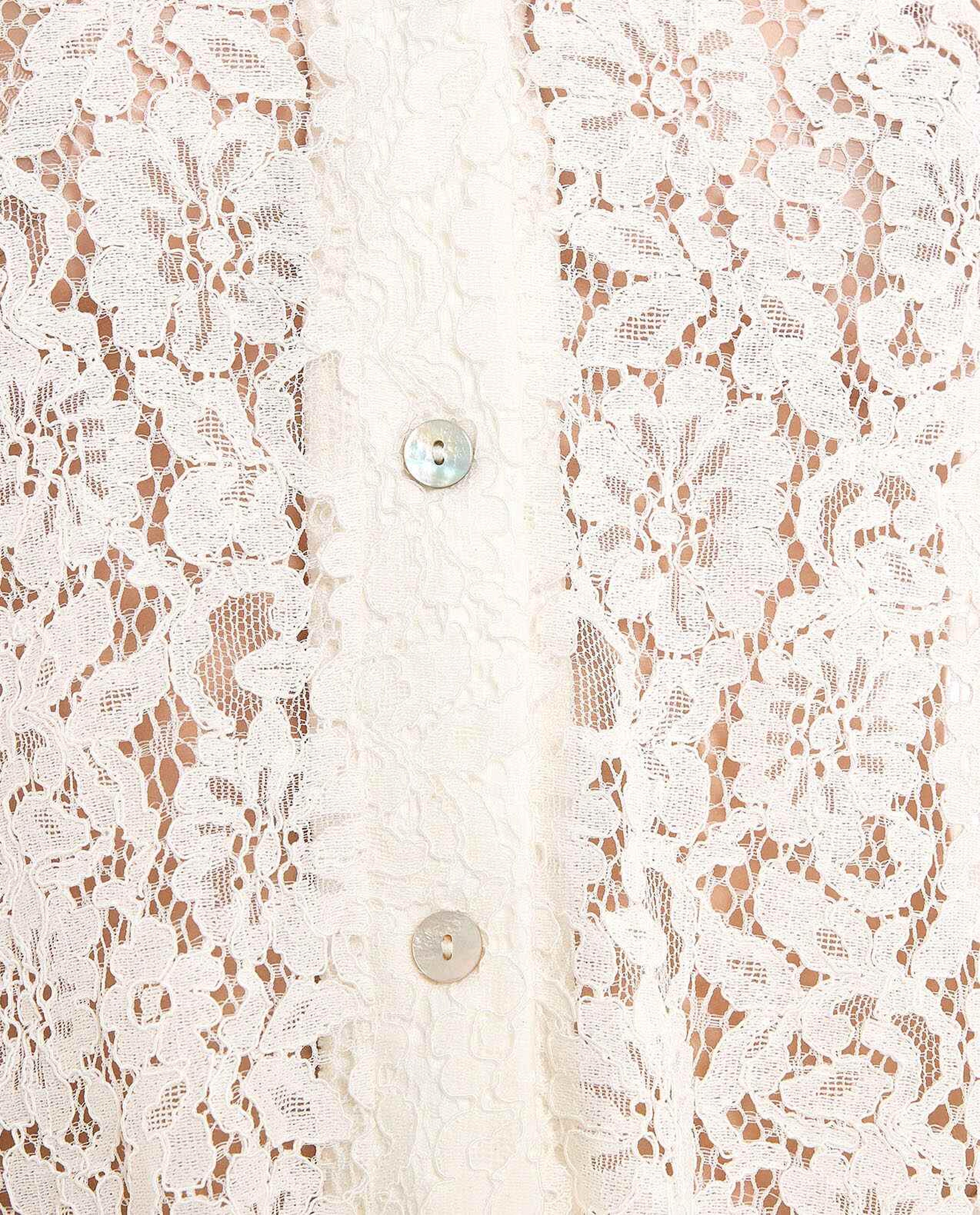 Openwork Shirt with Spread Collar and Long Sleeves