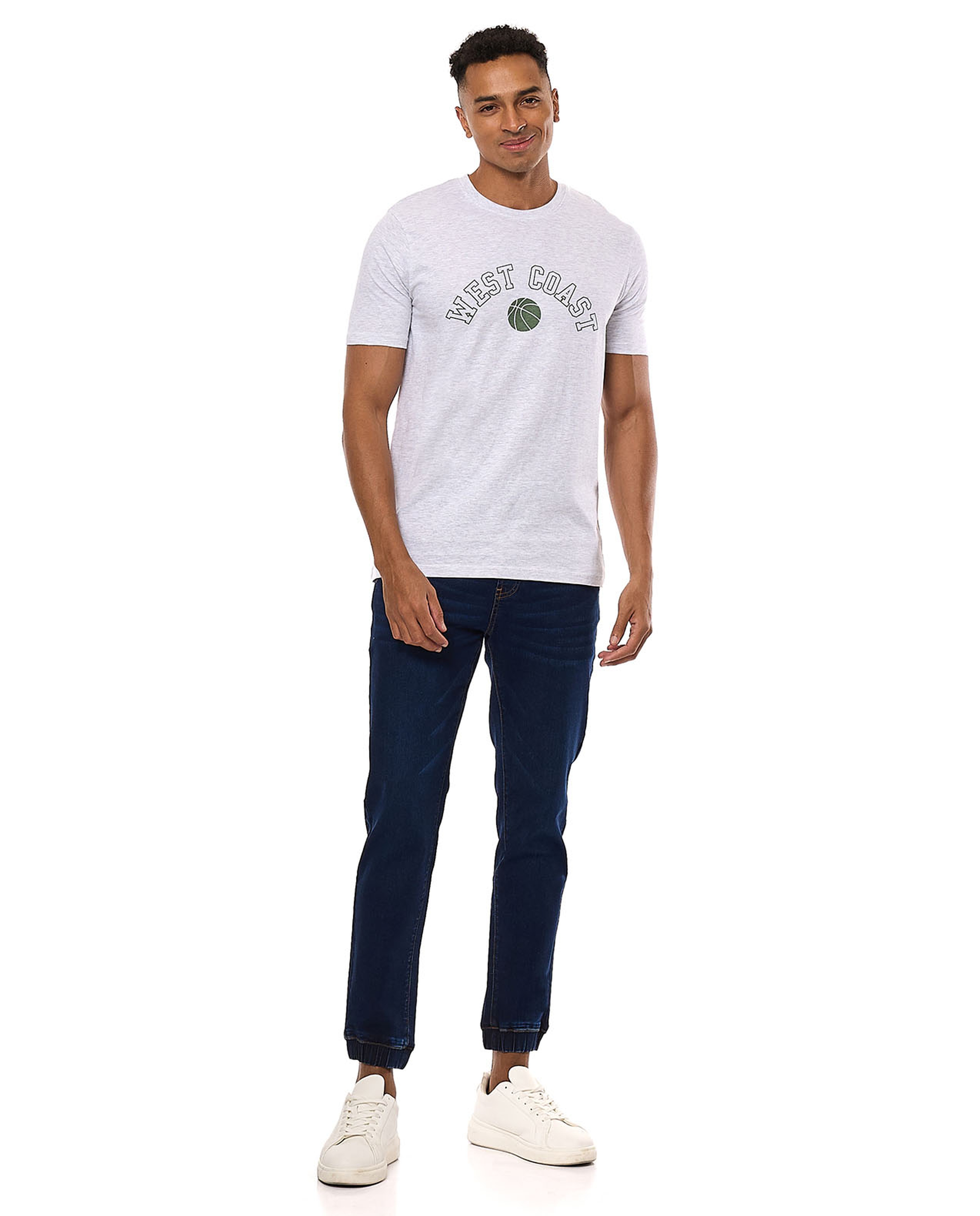 Printed T-Shirt with Crew Neck and Short Sleeves