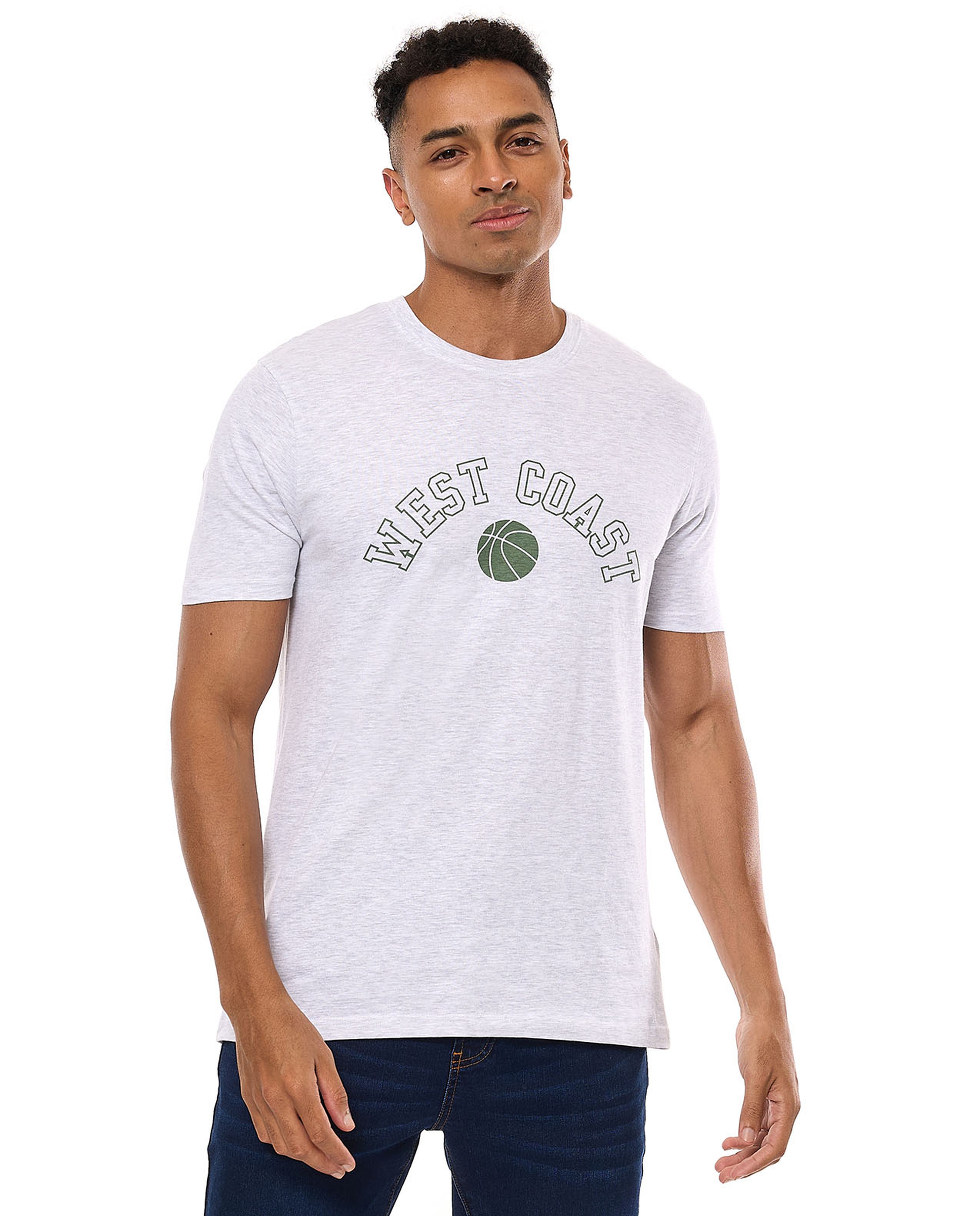 Printed T-Shirt with Crew Neck and Short Sleeves