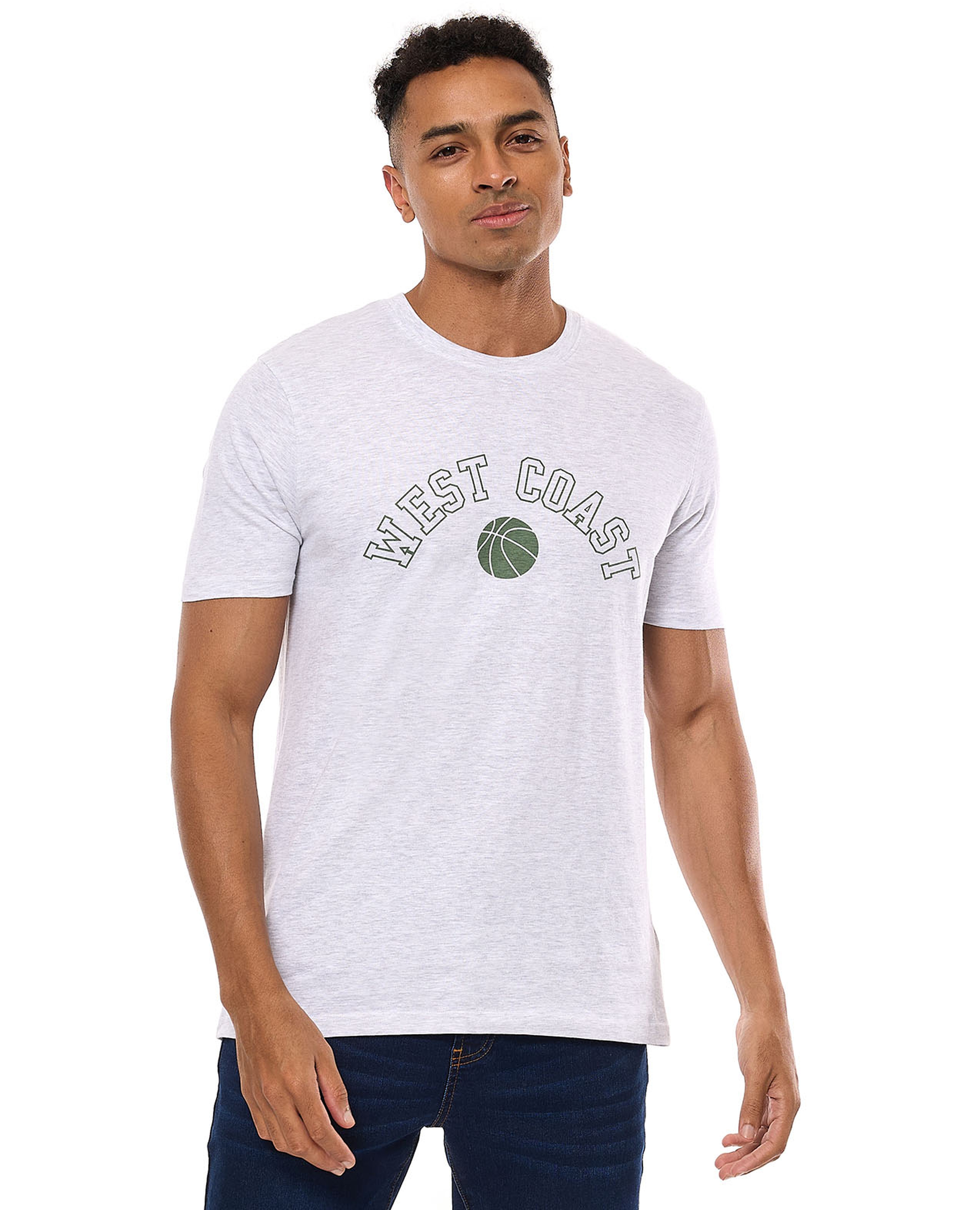 Printed T-Shirt with Crew Neck and Short Sleeves