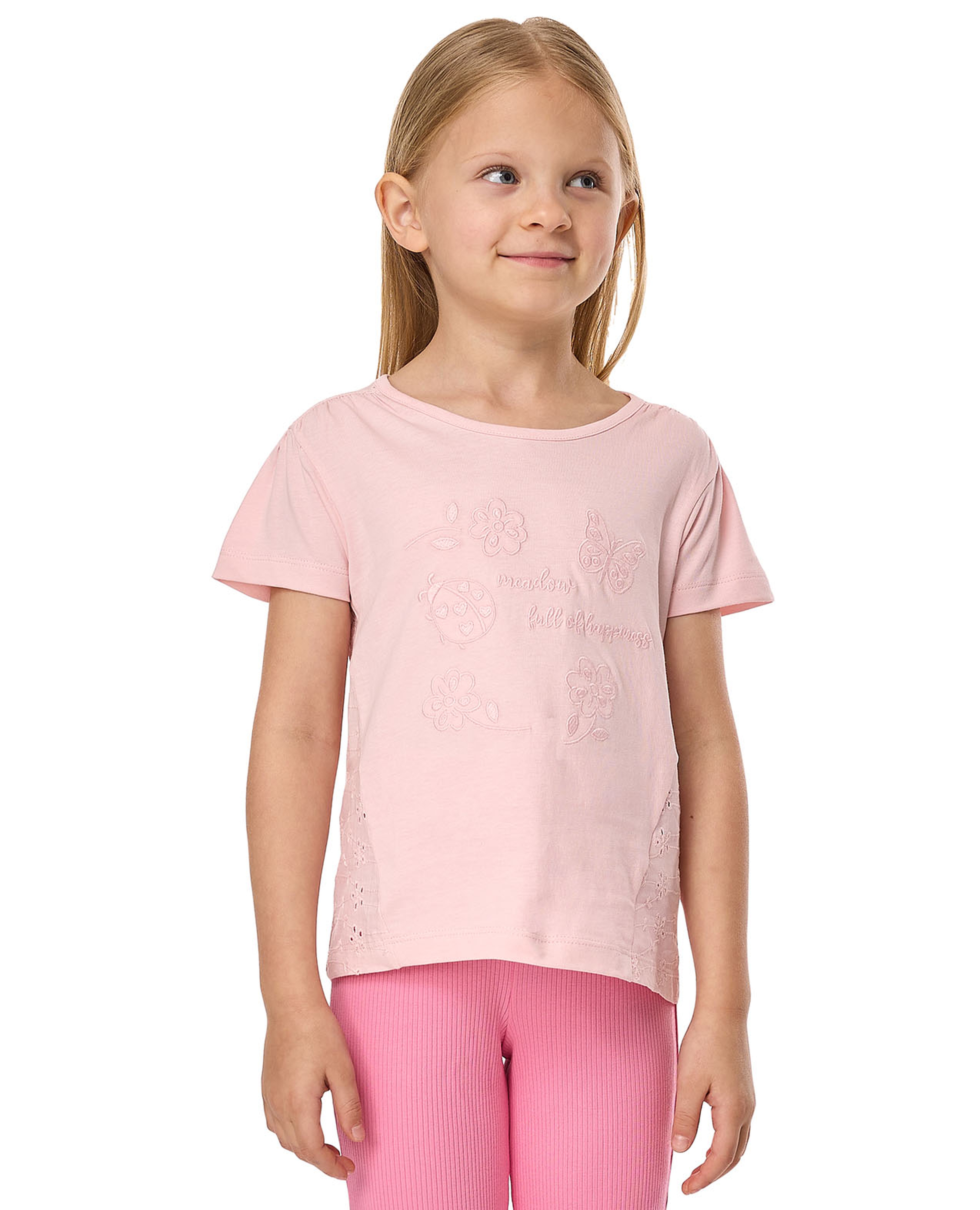 Embroidered T-Shirt with Crew Neck and Short Sleeves