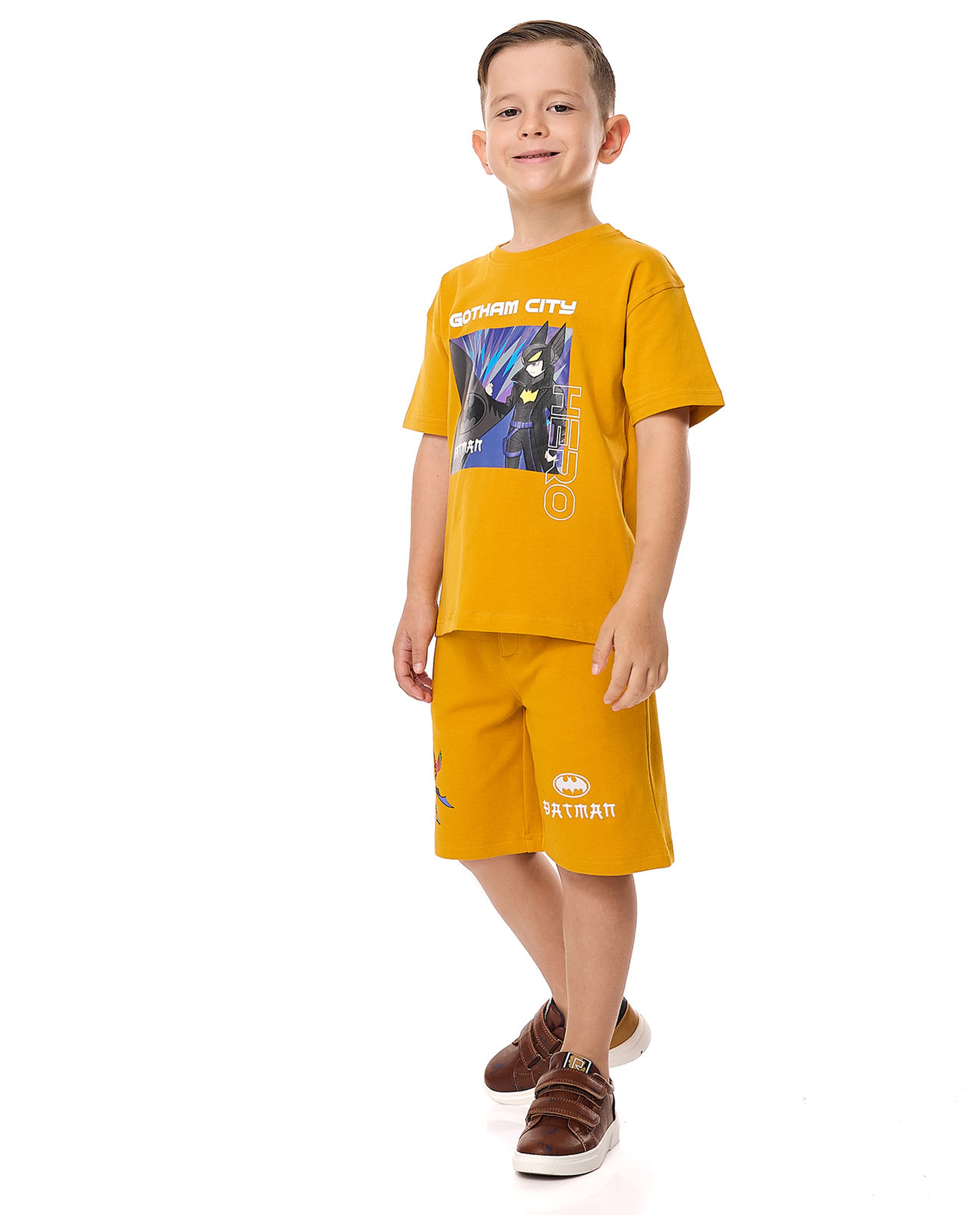 Batman Print Shorts with Drawstring Waist