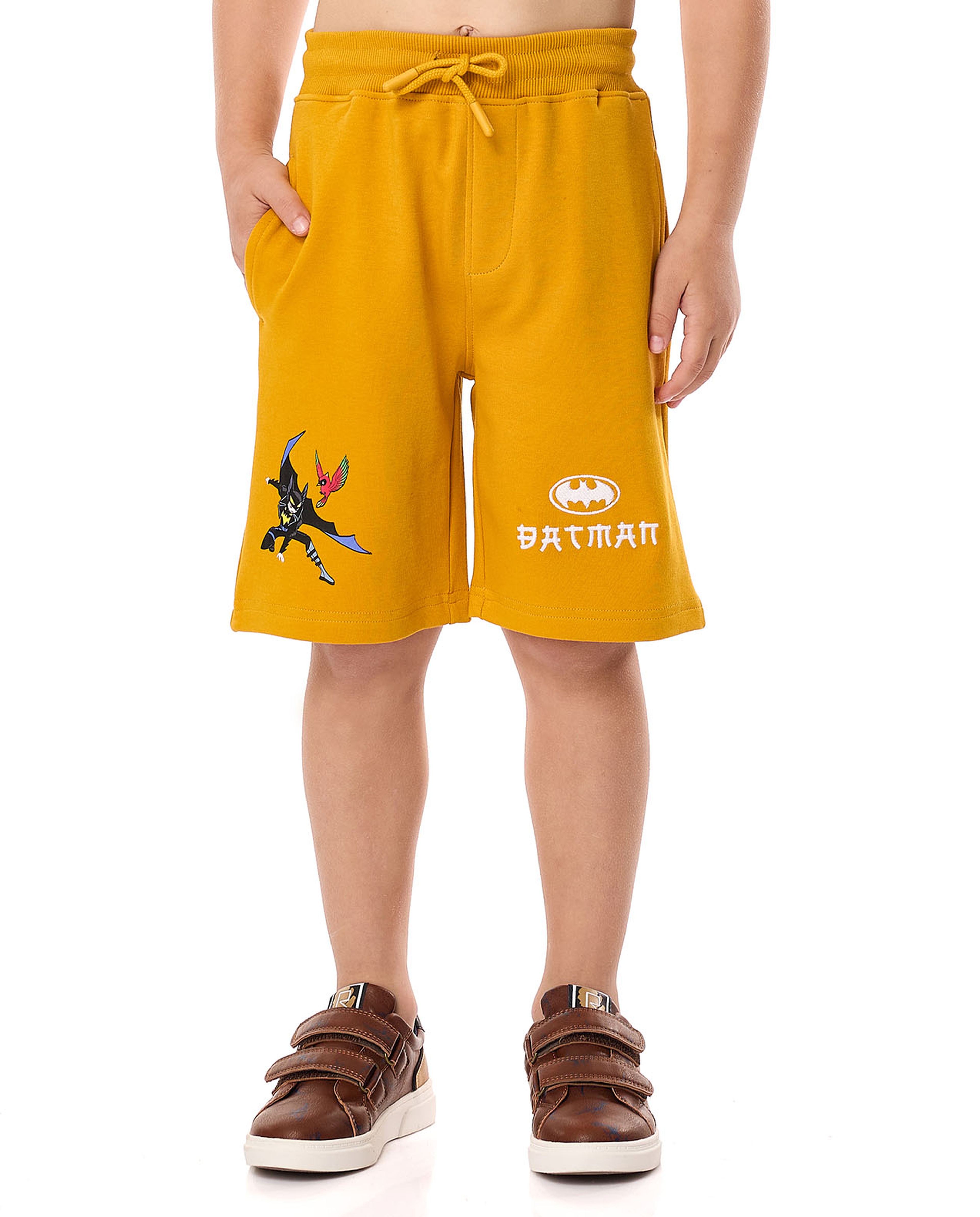 Batman Print Shorts with Drawstring Waist