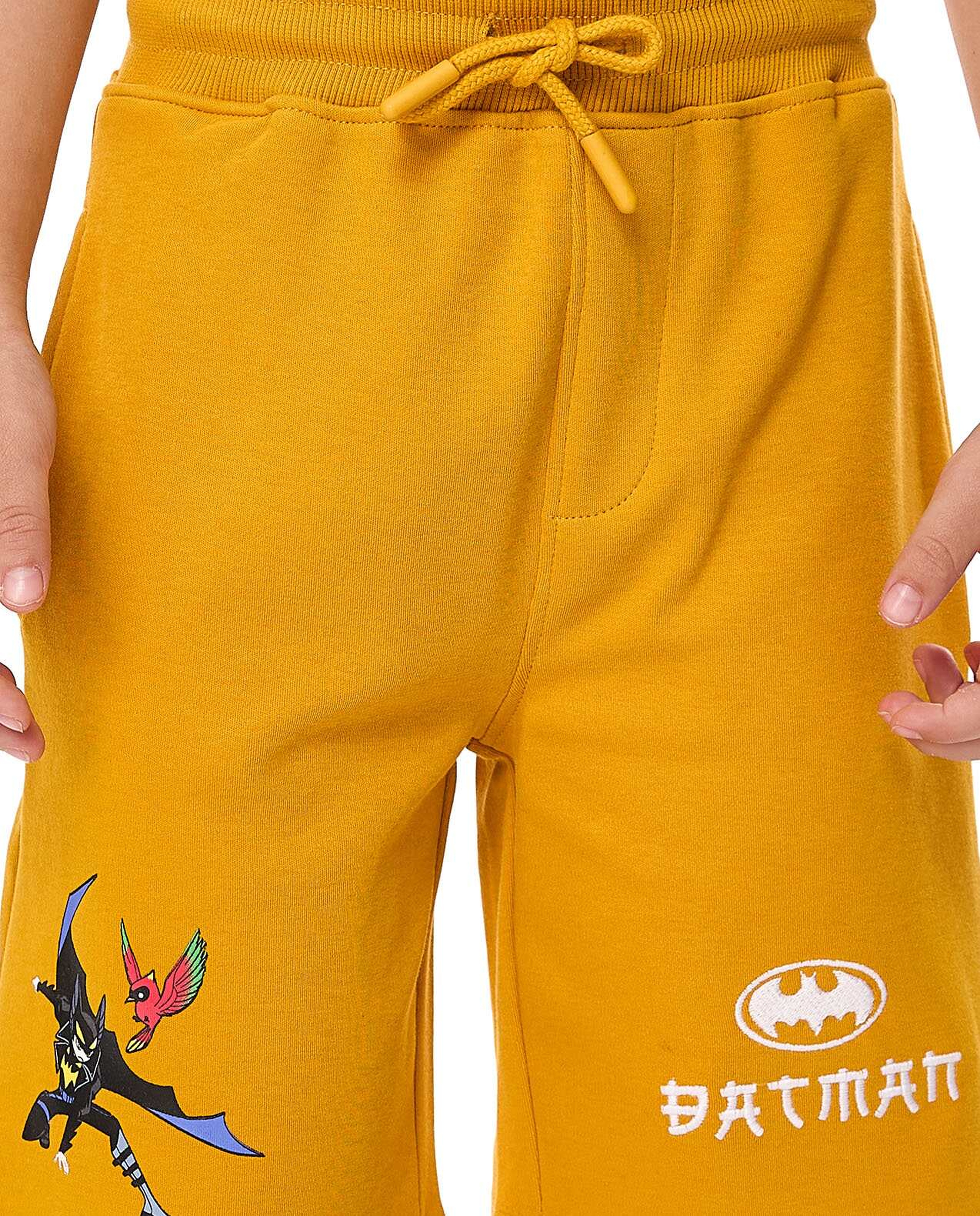 Batman Print Shorts with Drawstring Waist