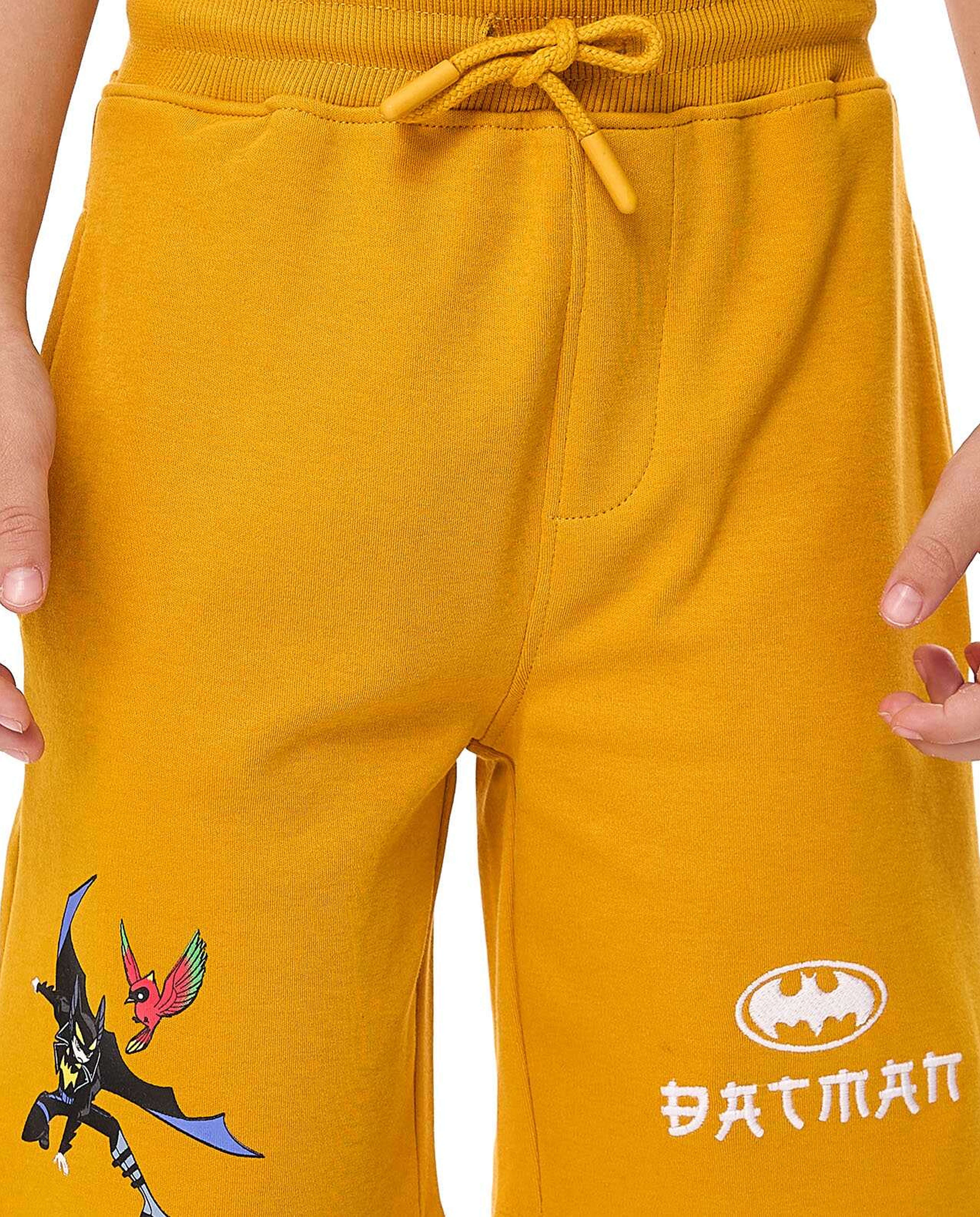 Batman Print Shorts with Drawstring Waist