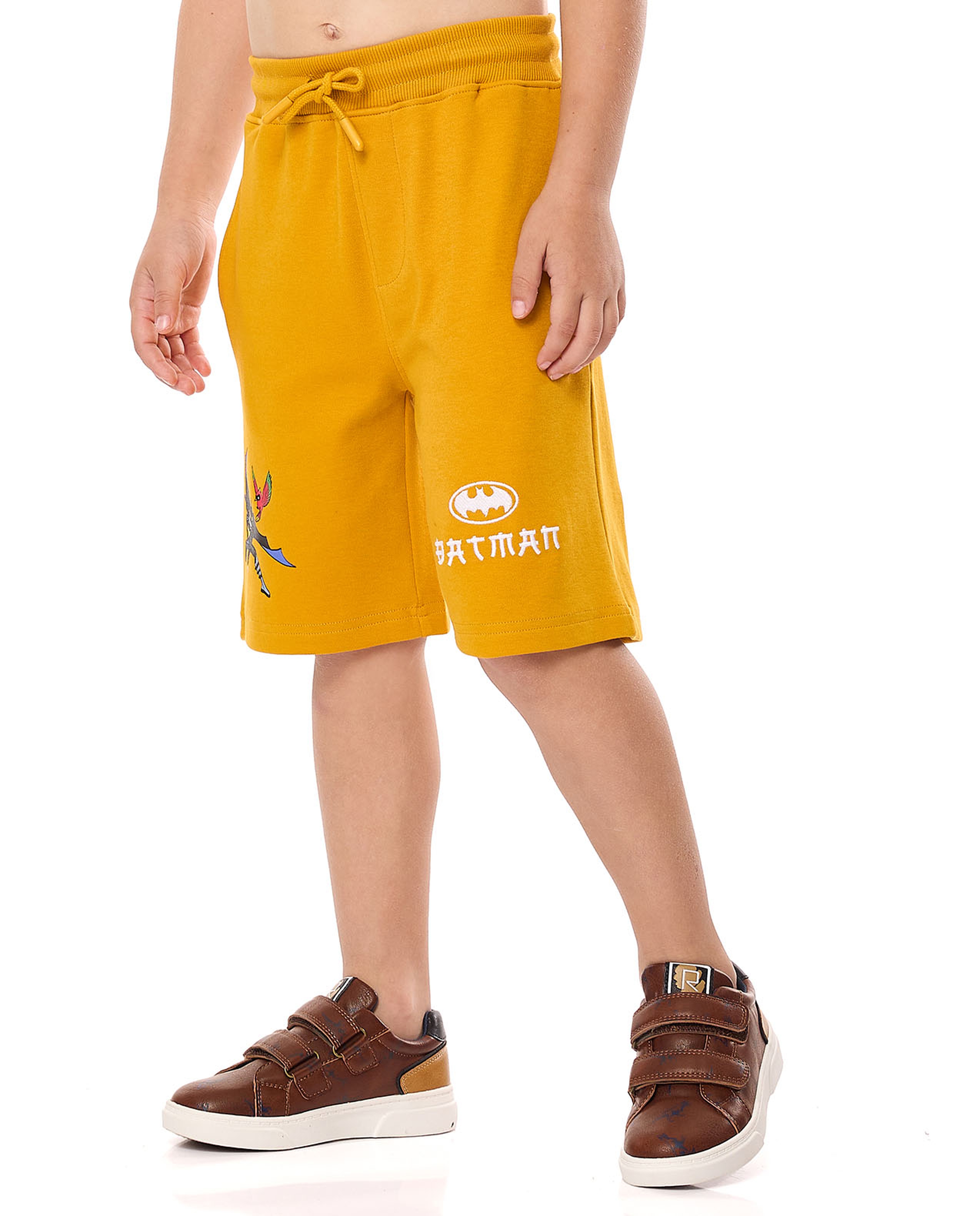 Batman Print Shorts with Drawstring Waist