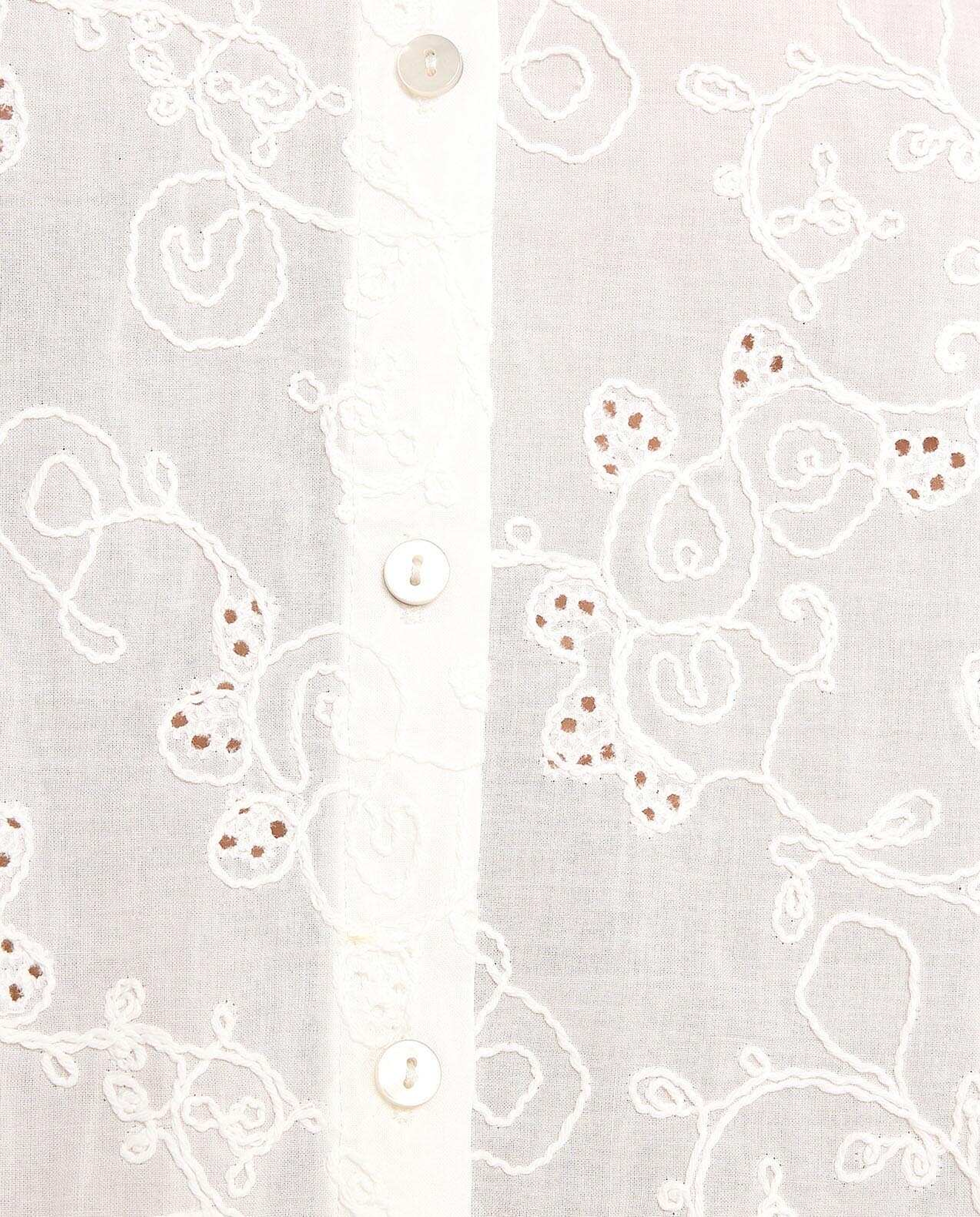 Schiffli Shirt with Classic Collar and Long Sleeves