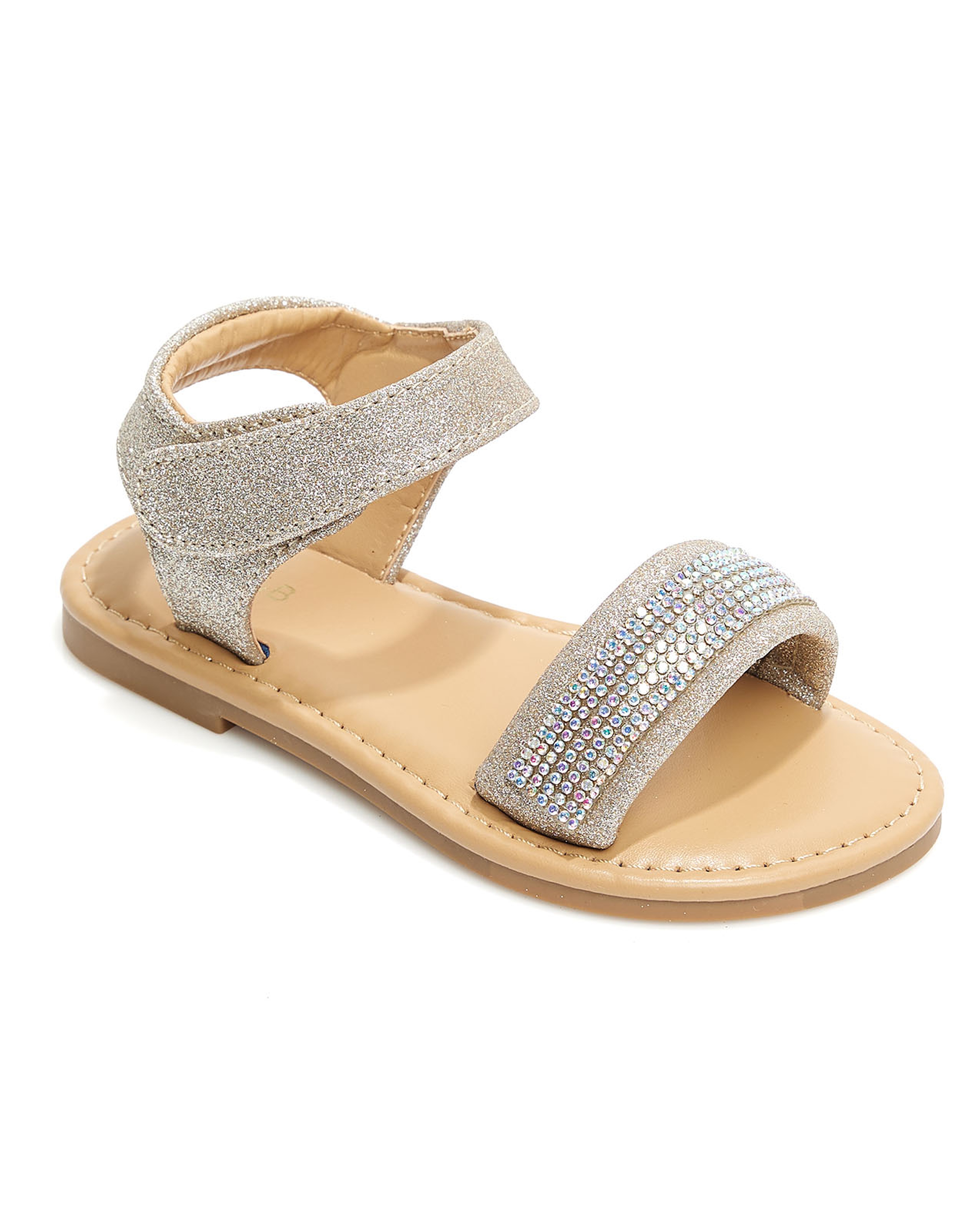 Embellished Velcro Strap Sandals