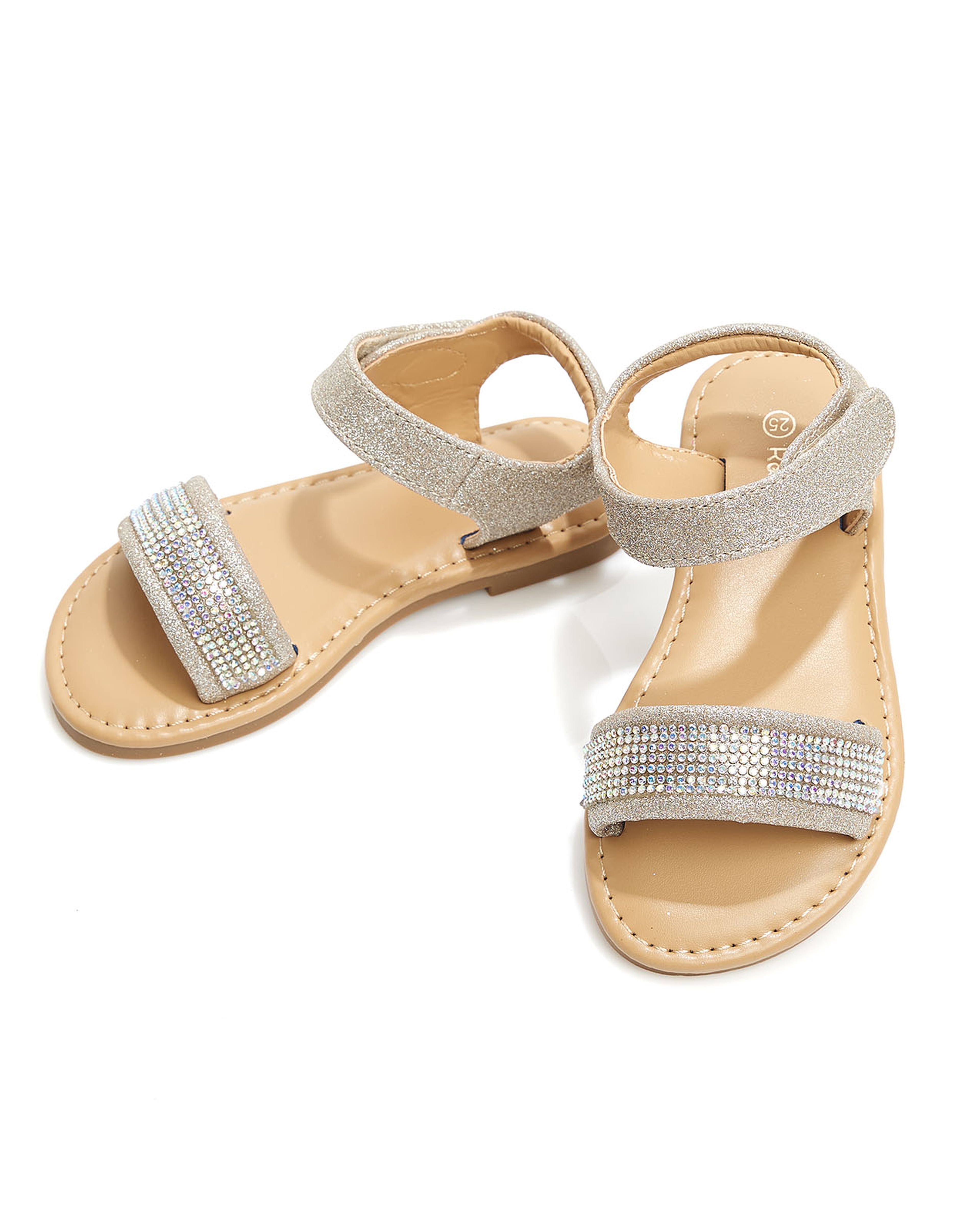 Embellished Velcro Strap Sandals